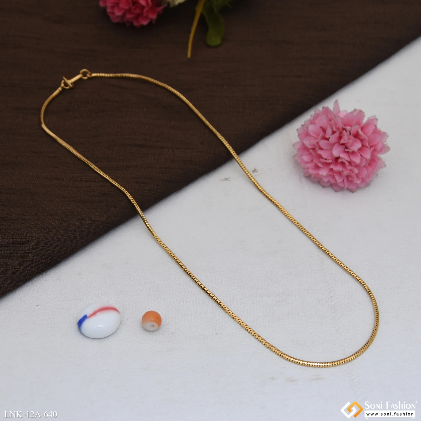 1 Gram Gold Plated Latest Design Chain for Ladies - Style A640 - Image 5