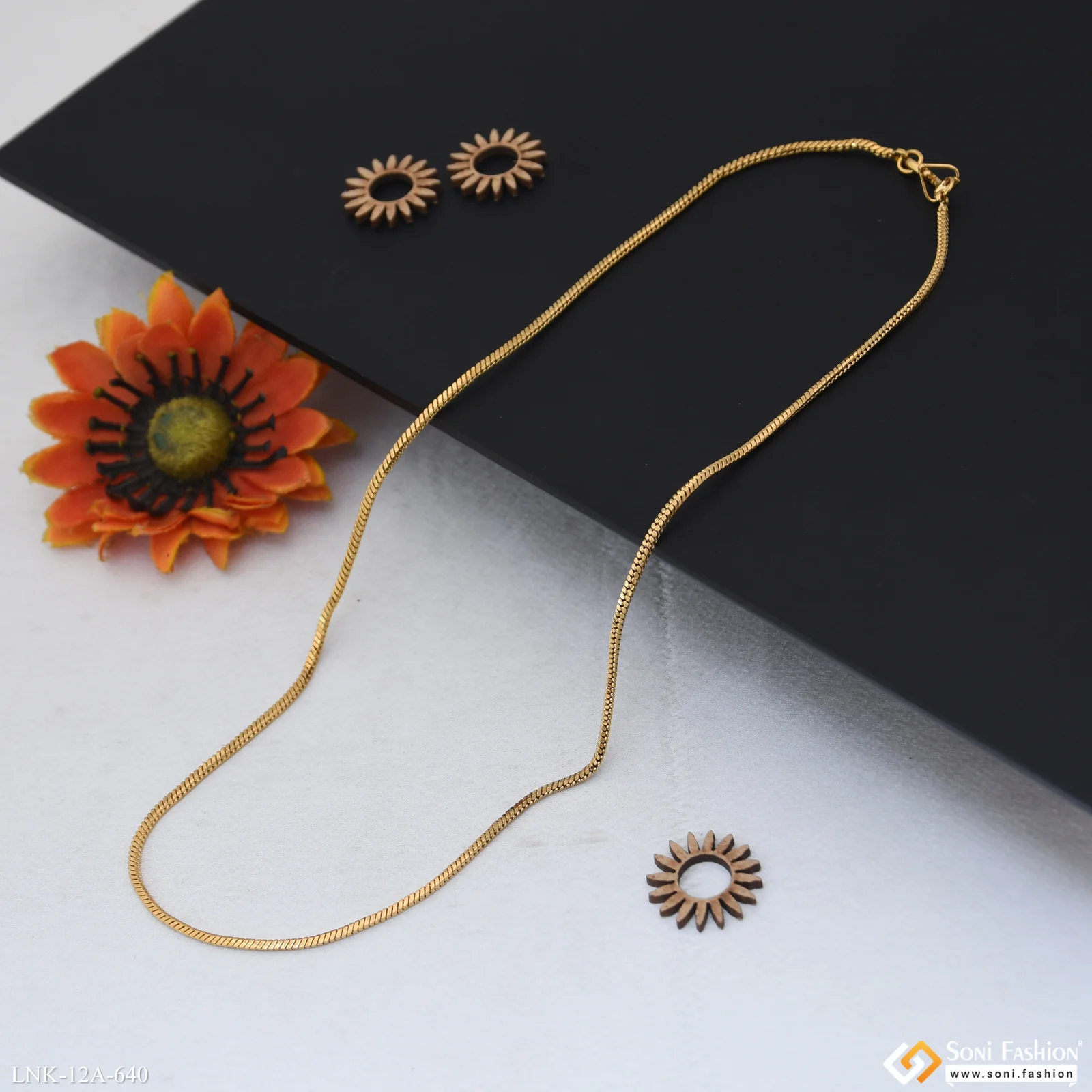 1 Gram Gold Plated Latest Design Chain for Ladies - Style A640 - Image 6