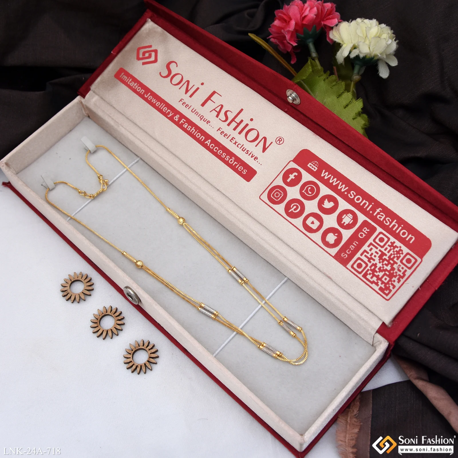 1 Gram Gold Plated Latest Design Chain for Ladies - Style A718 - Image 2