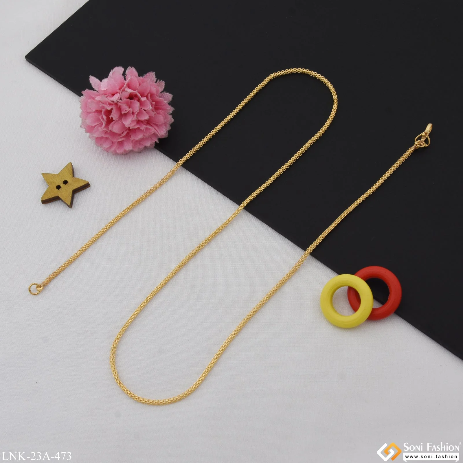 1 Gram Gold Plated Latest Design Exclusive Design Chain for Lady - Style A473 - Image 3