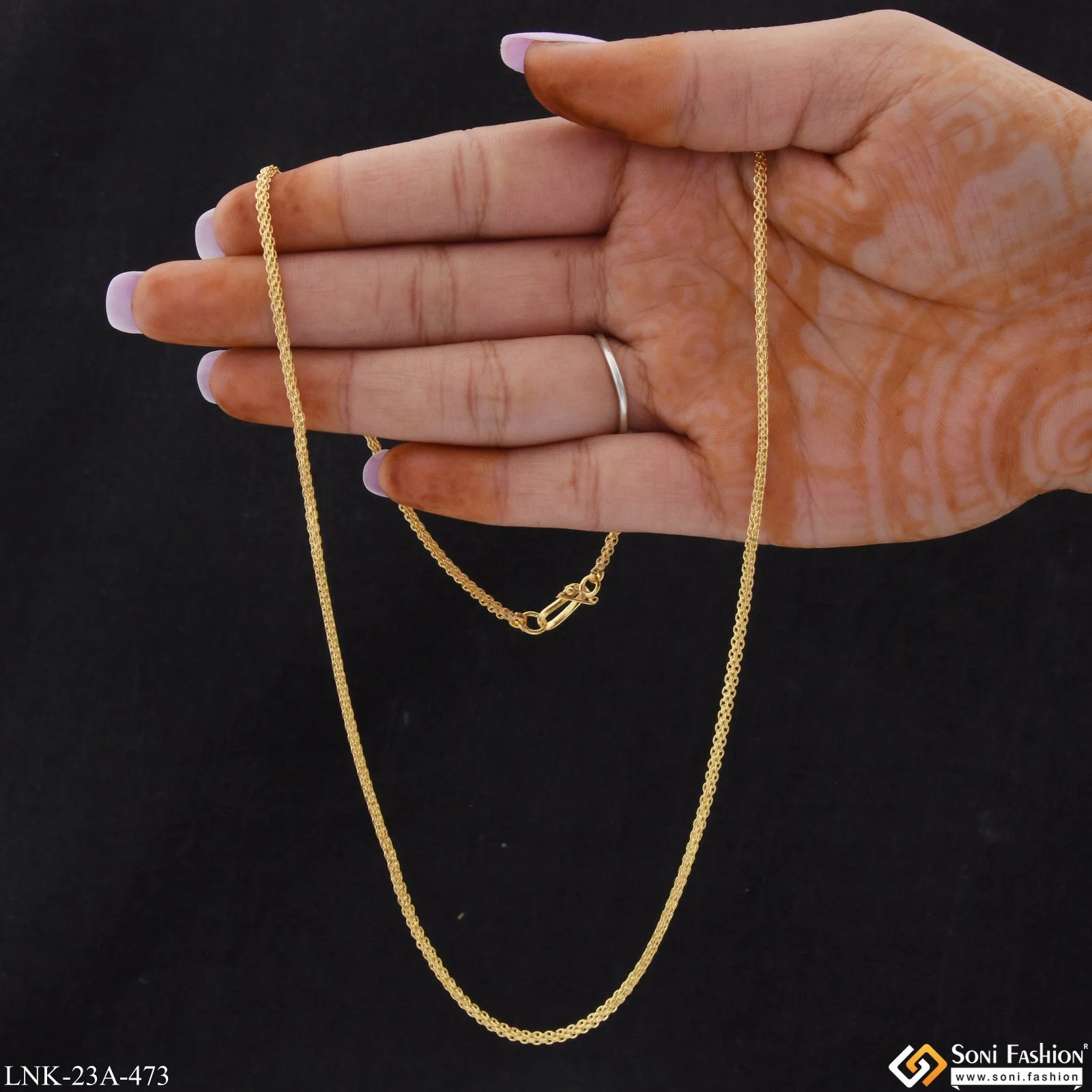 1 Gram Gold Plated Latest Design Exclusive Design Chain for Lady - Style A473 - Image 5