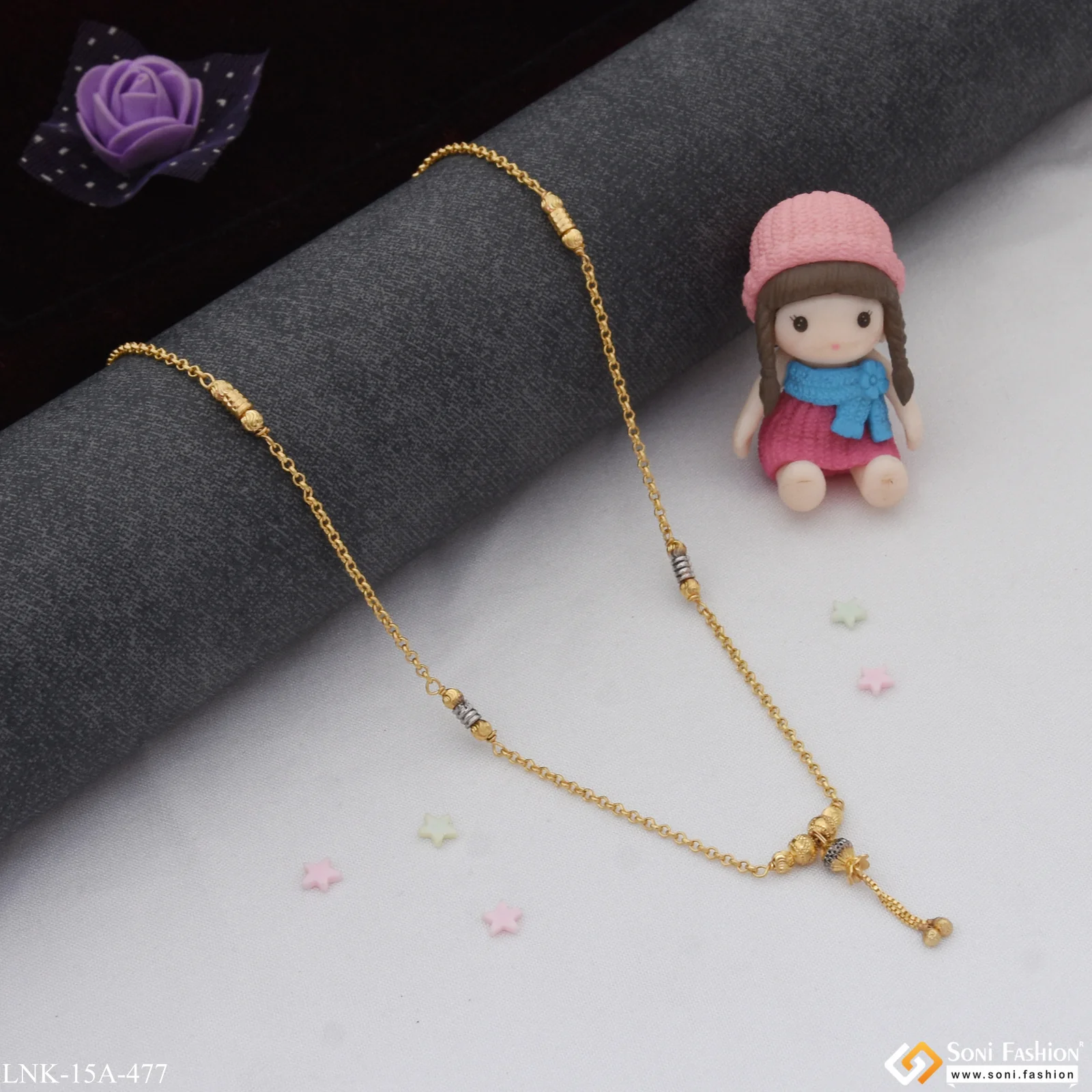 1 Gram Gold Plated Latest Design Gold Plated Necklace for Ladies - Style A477 - Image 3