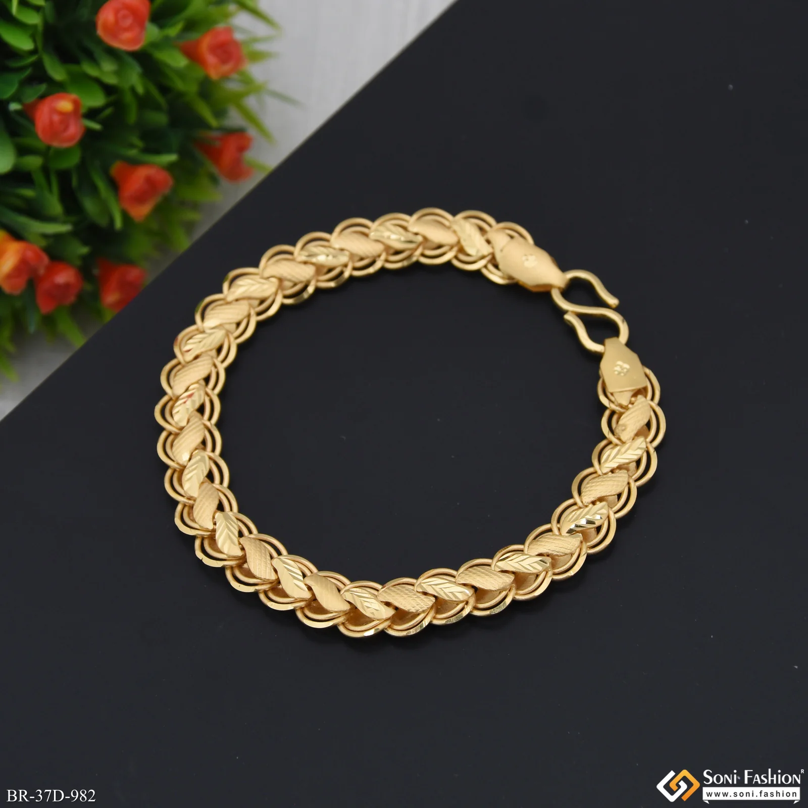 1 Gram Gold Plated Latest Design Kohli Bracelet for Men - Style D982 - Image 3