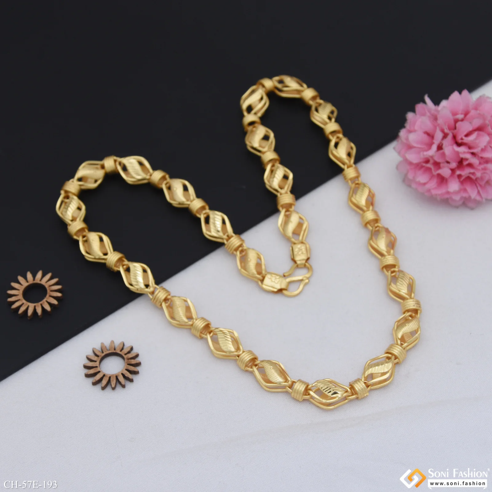 1 Gram Gold Plated Latest Design Kohli Chain for Men - Style E193 - Image 4