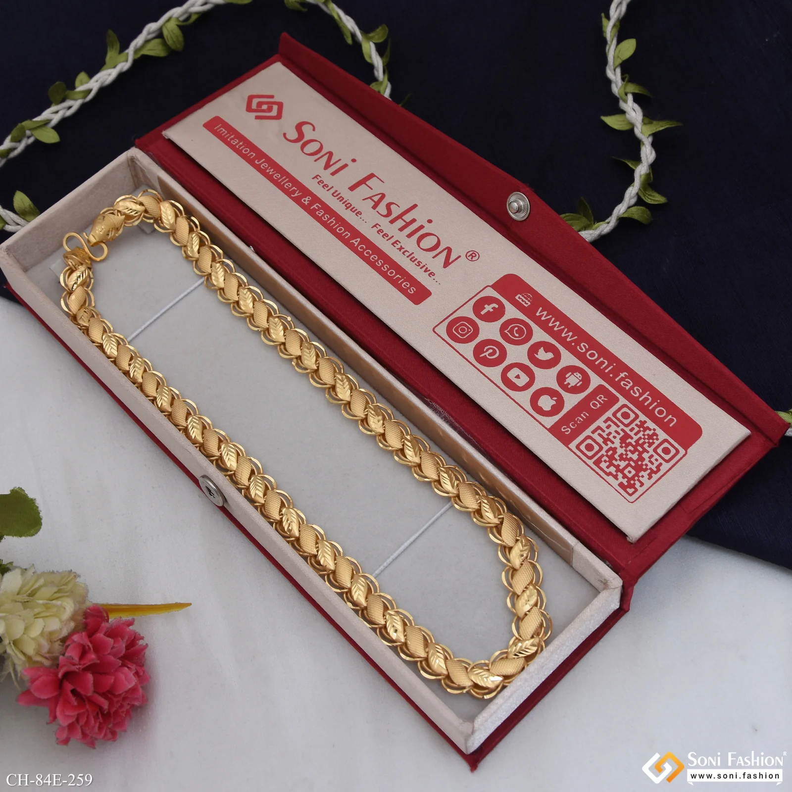 1 Gram Gold Plated Latest Design Kohli Chain for Men - Style E259 - Image 3