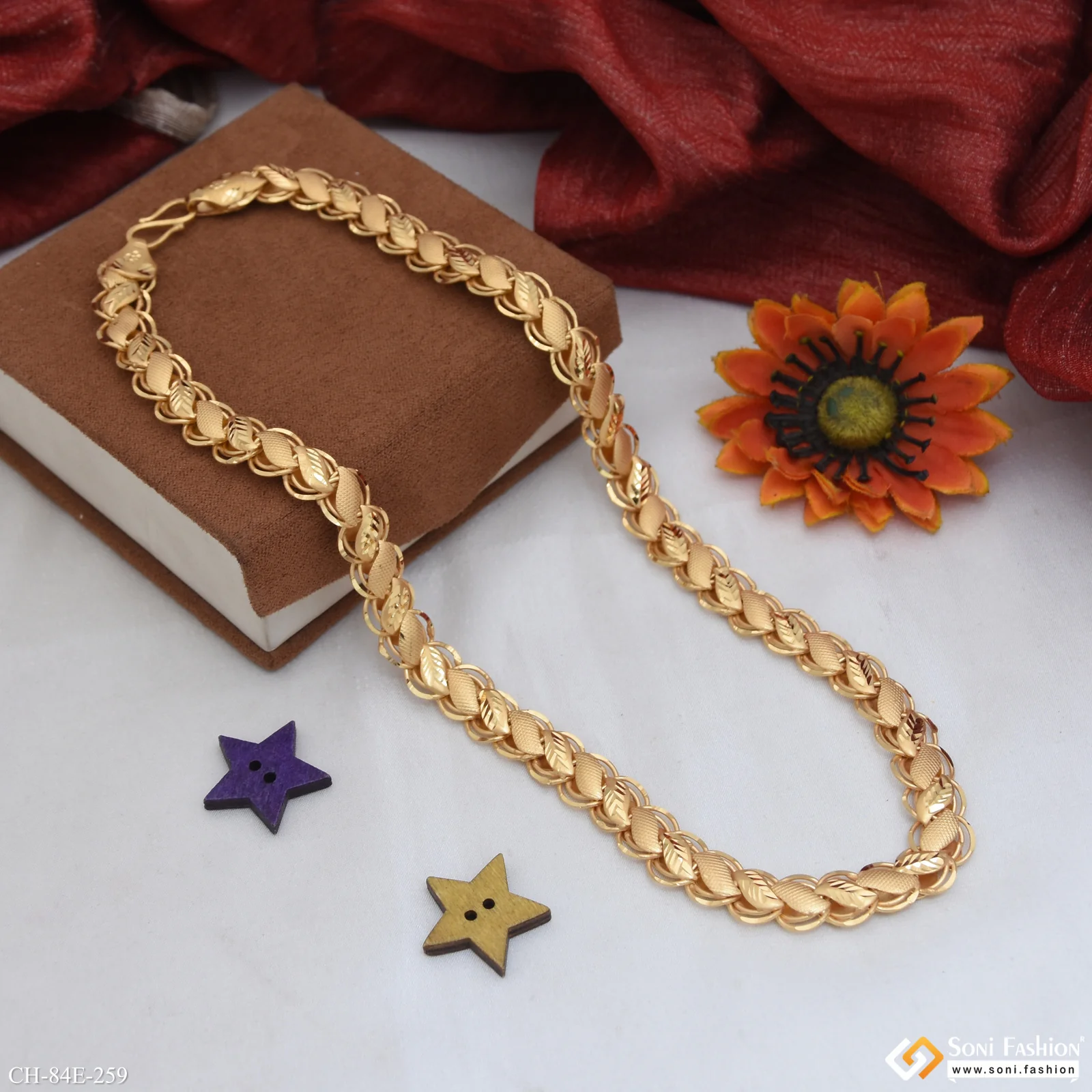 1 Gram Gold Plated Latest Design Kohli Chain for Men - Style E259 - Image 5