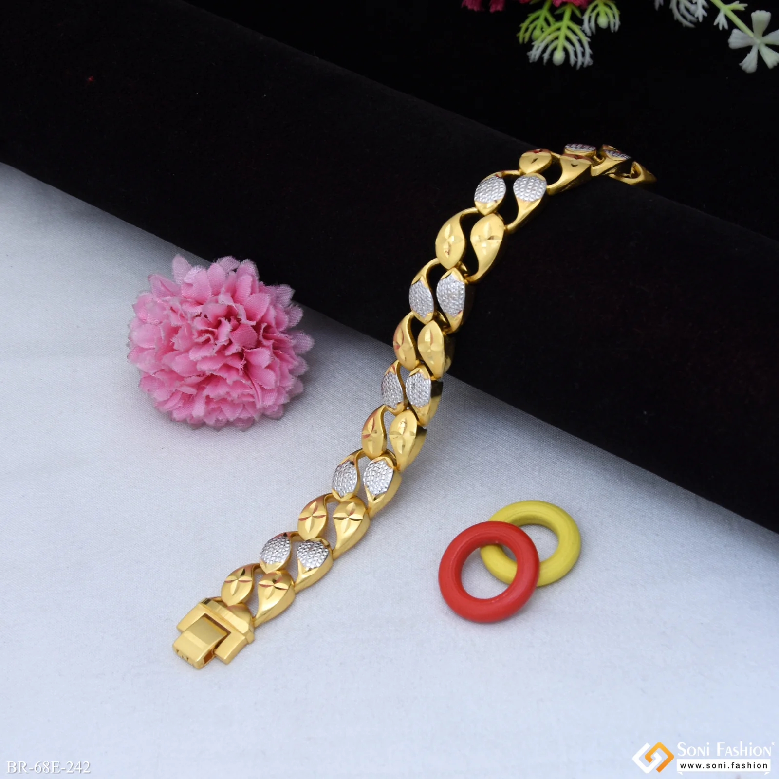 1 Gram Gold Plated Latest Design Link Bracelet for Men - Style E242 - Image 4