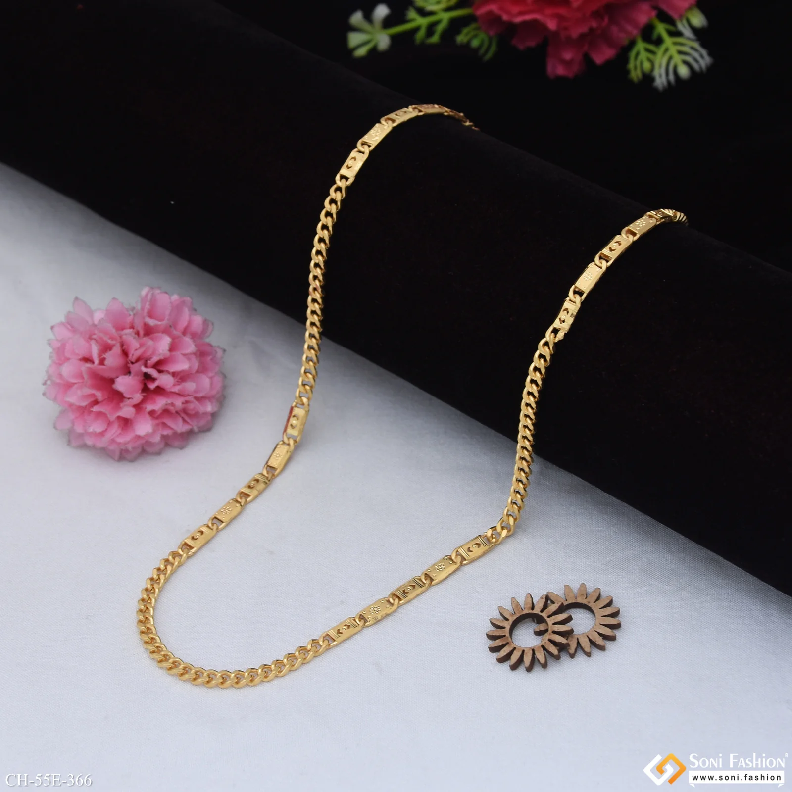 1 Gram Gold Plated Latest Design Link Nawabi Chain for Men - Style E366 - Image 4