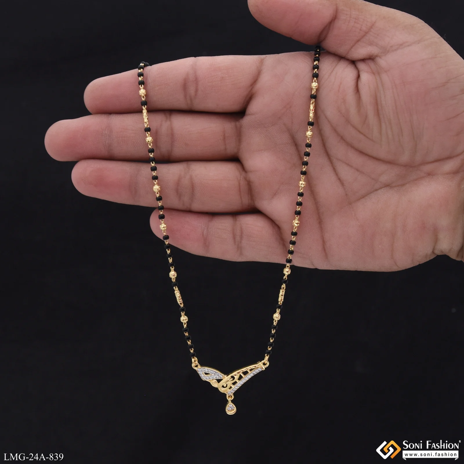 1 Gram Gold Plated Latest Design Mangalsutra for Women - Style A839 - Image 2