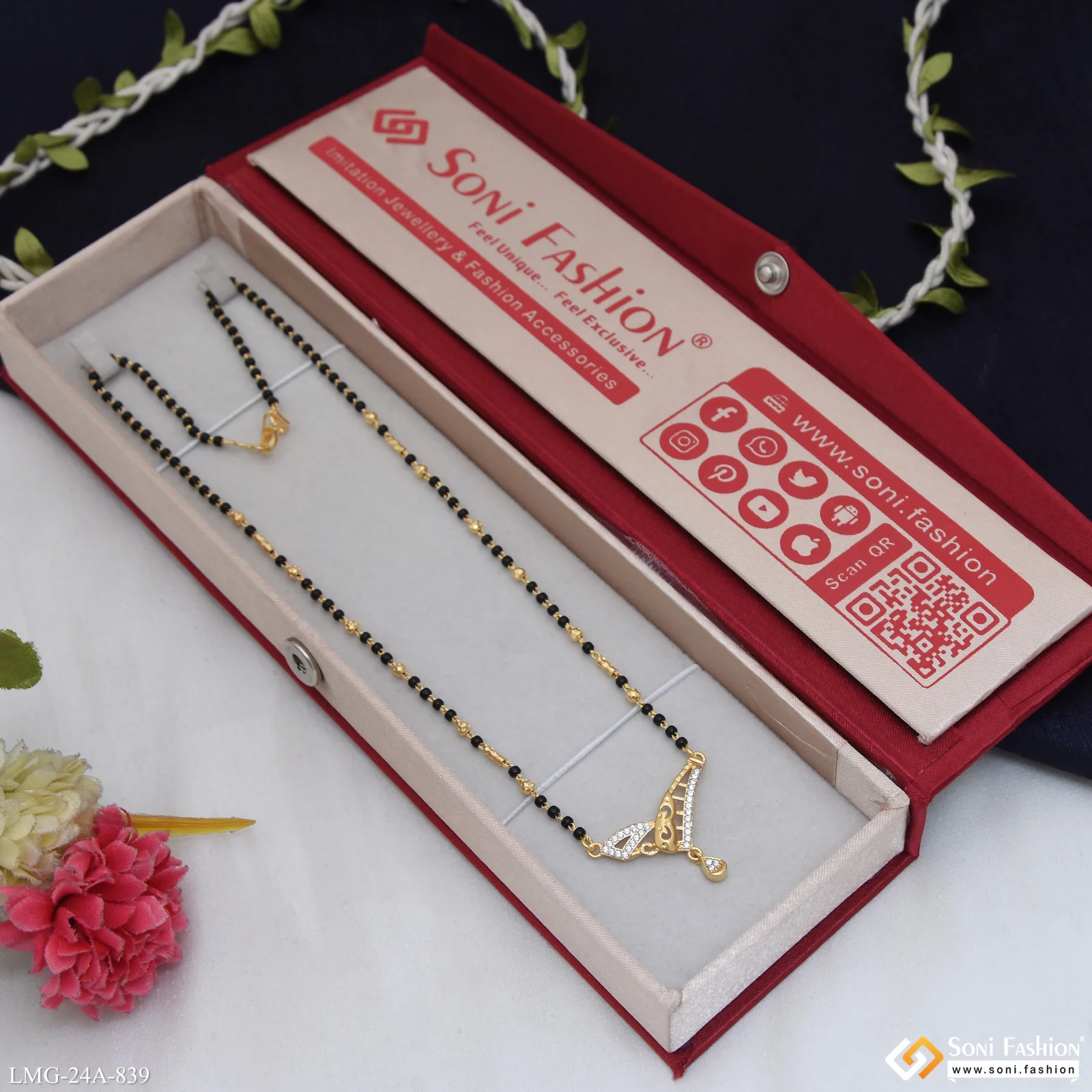 1 Gram Gold Plated Latest Design Mangalsutra for Women - Style A839 - Image 3