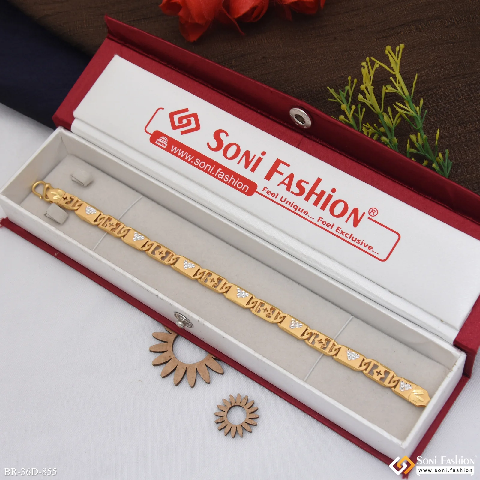 1 Gram Gold Plated Latest Design Nawabi Bracelet for Men - Style D855 - Image 2