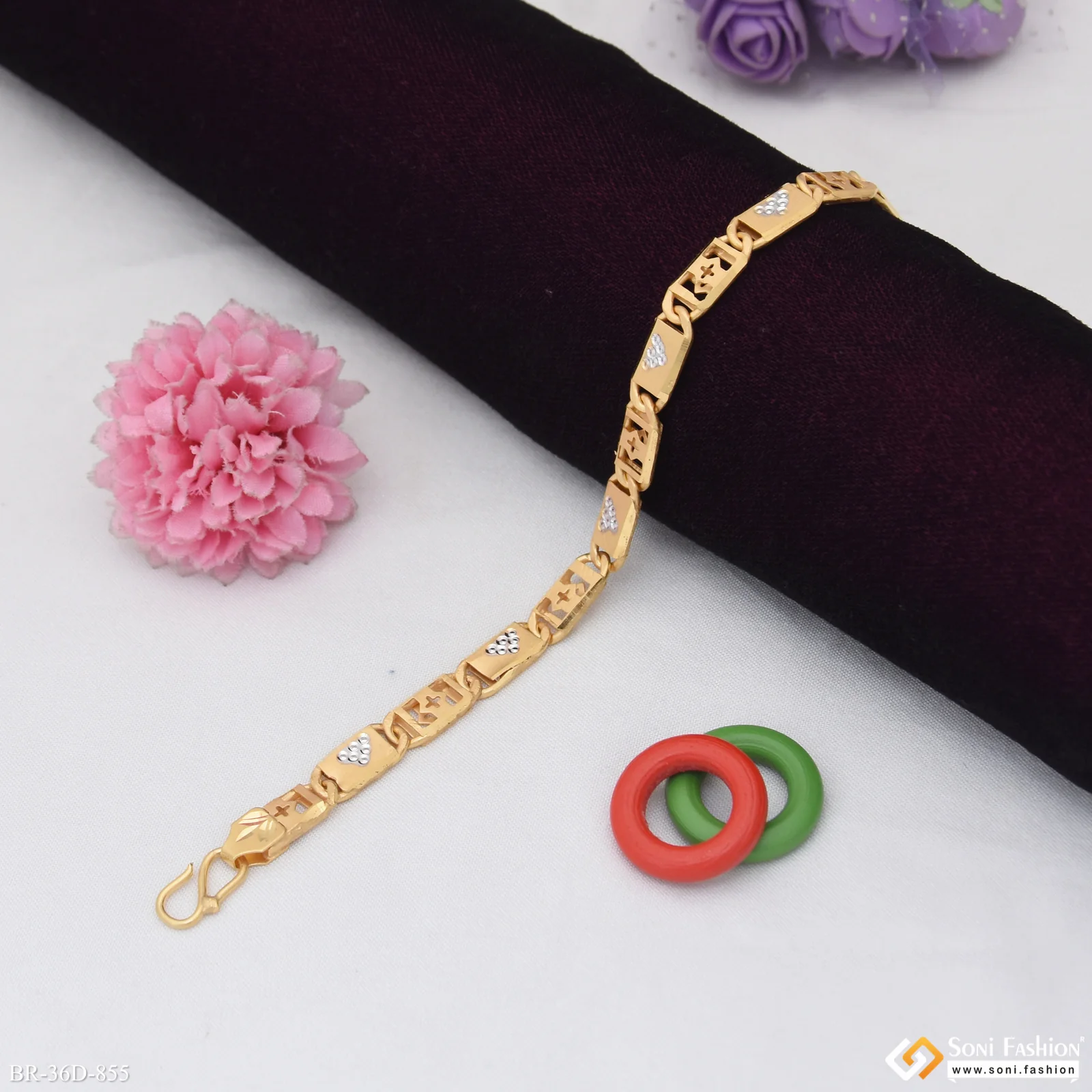 1 Gram Gold Plated Latest Design Nawabi Bracelet for Men - Style D855 - Image 3