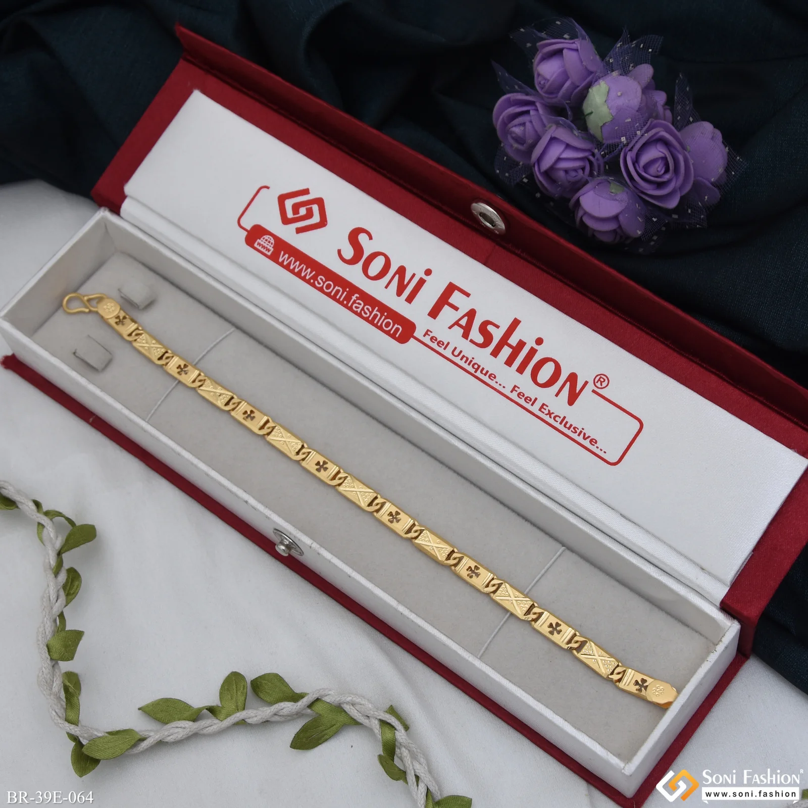 1 Gram Gold Plated Latest Design Nawabi Bracelet for Men - Style E064 - Image 2