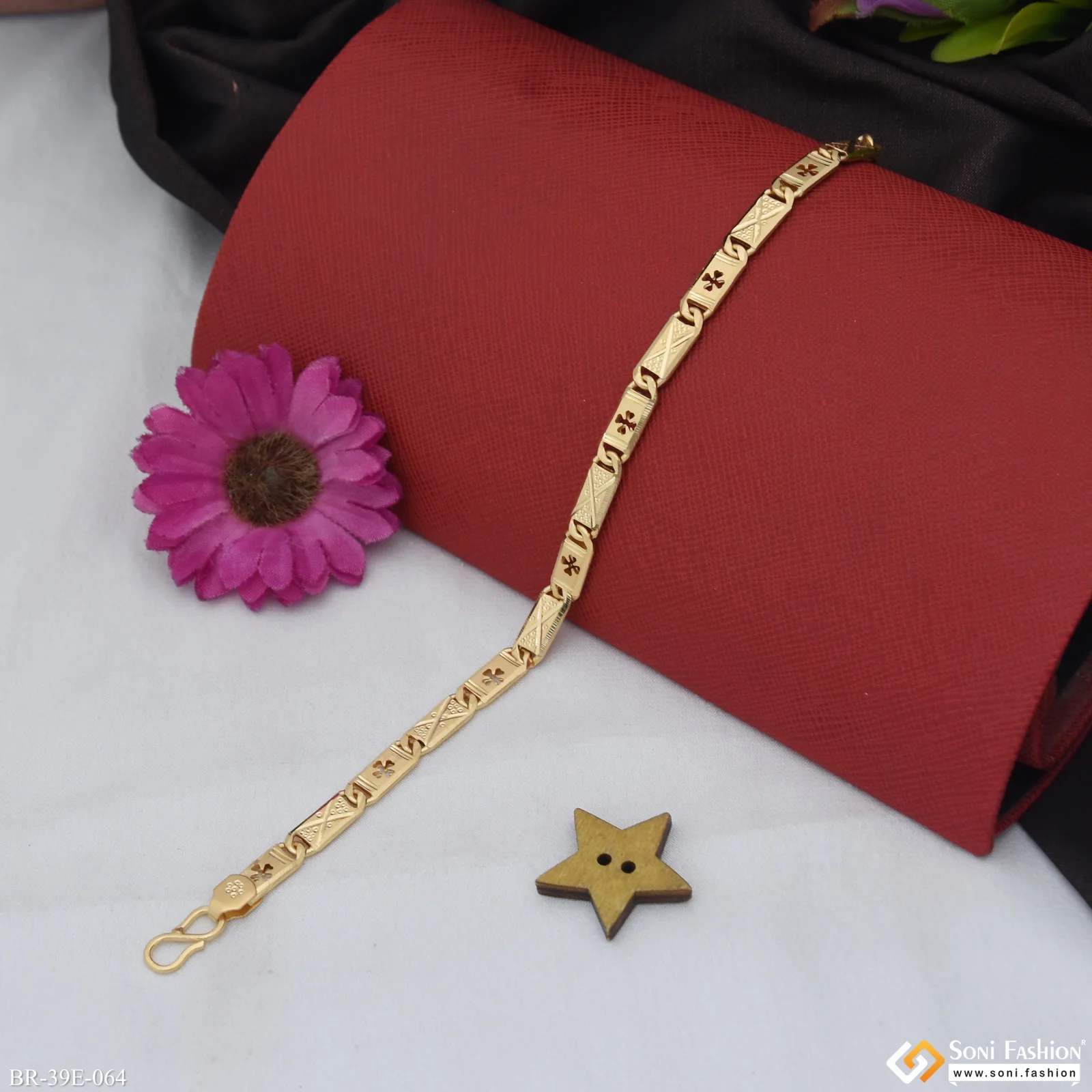 1 Gram Gold Plated Latest Design Nawabi Bracelet for Men - Style E064 - Image 3