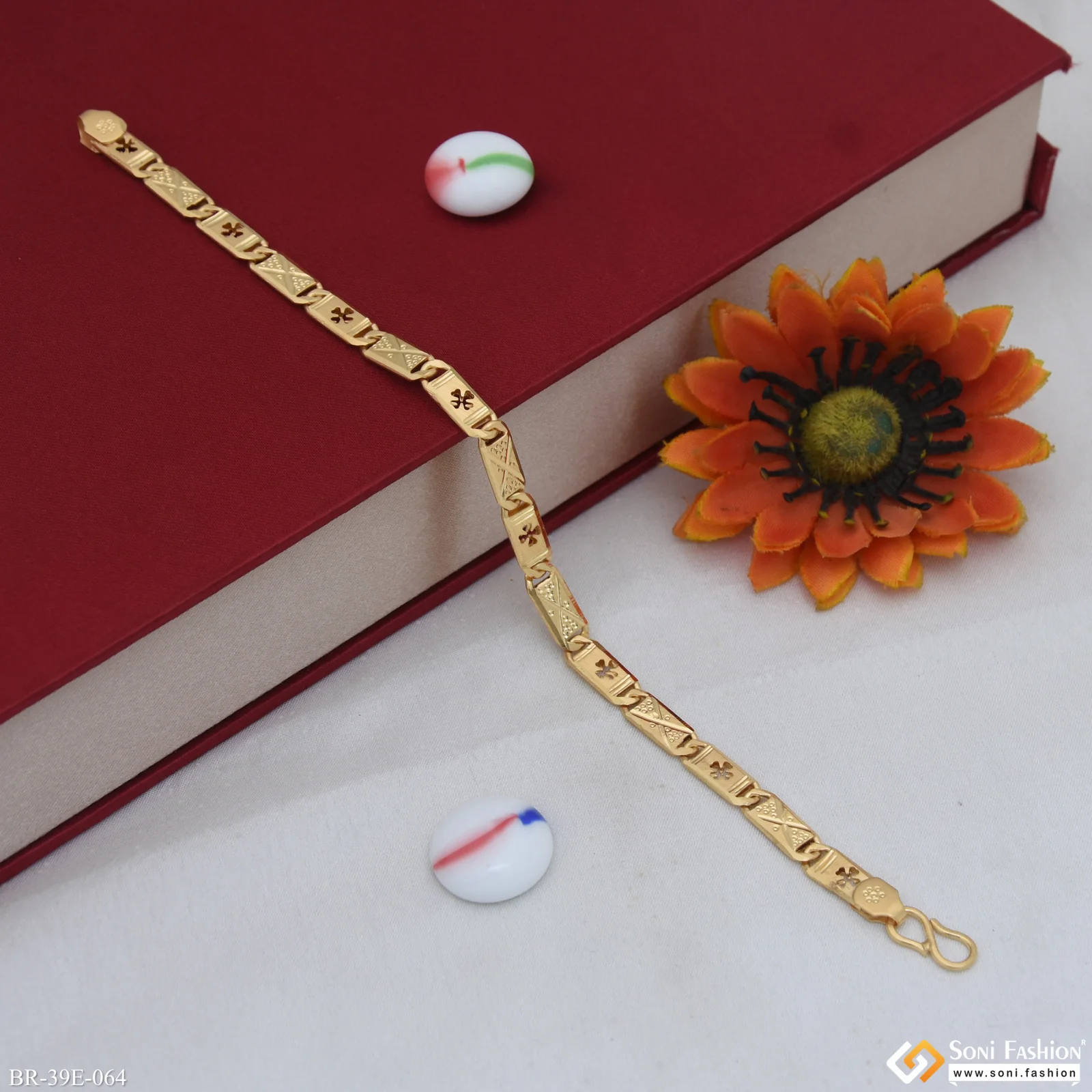 1 Gram Gold Plated Latest Design Nawabi Bracelet for Men - Style E064 - Image 4