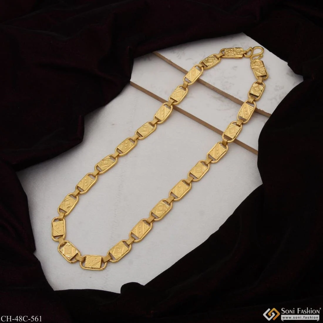 1 Gram Gold Plated Latest Design Nawabi Chain for Men - Style C561 - Image 5