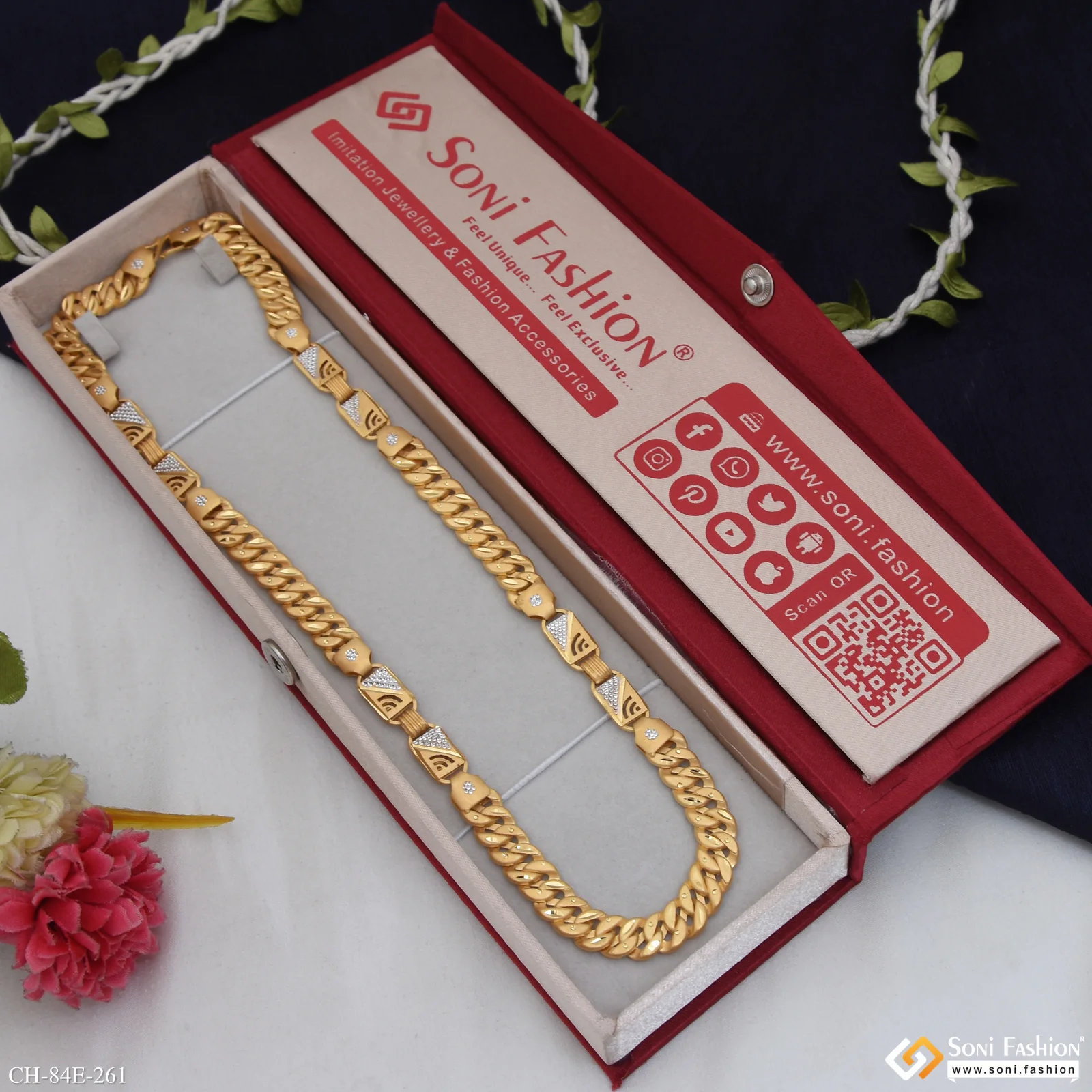 1 Gram Gold Plated Latest Design Nawabi Pokal Chain for Men - Style E261 - Image 3