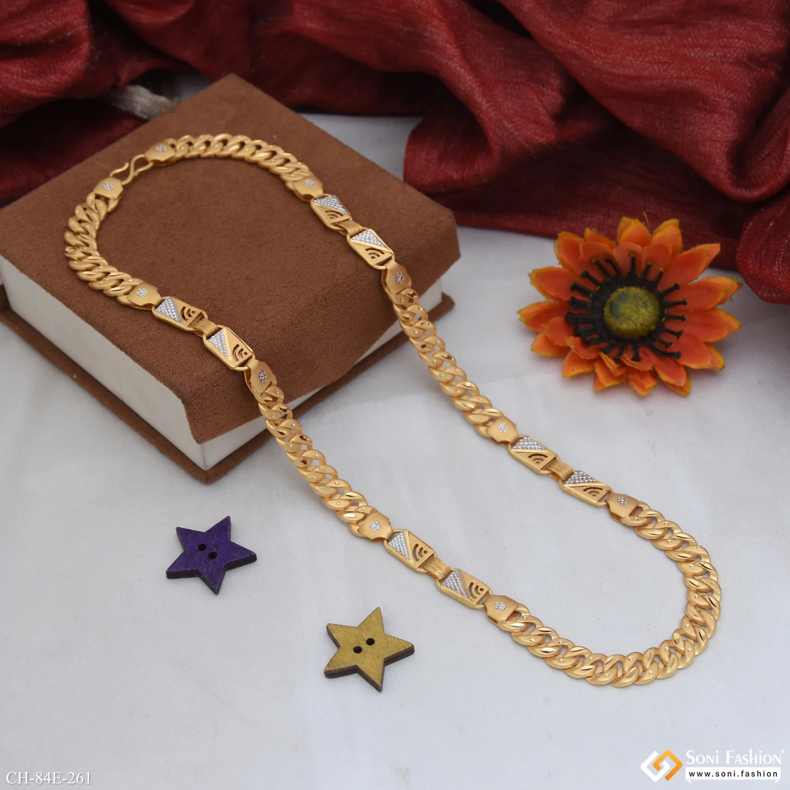 1 Gram Gold Plated Latest Design Nawabi Pokal Chain for Men - Style E261 - Image 5