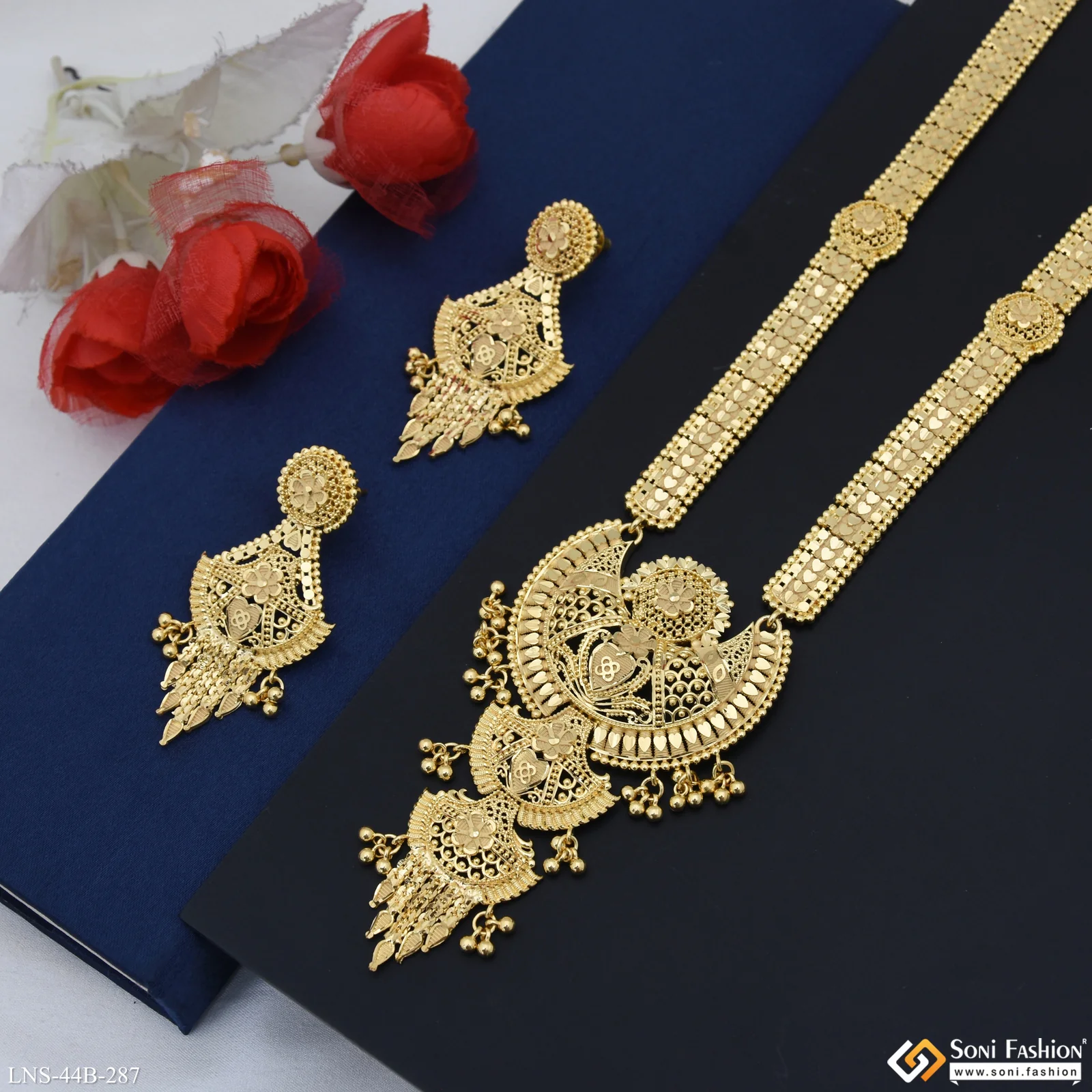 1 Gram Gold Plated Latest Design Necklace Set for Women - Style B287 - Image 5