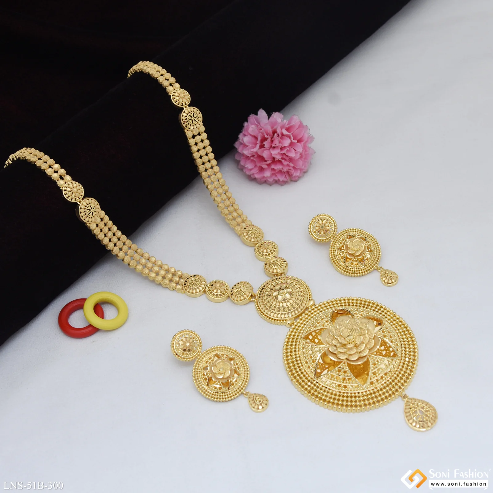 1 Gram Gold Plated Latest Design Necklace Set for Women - Style B300 - Image 4