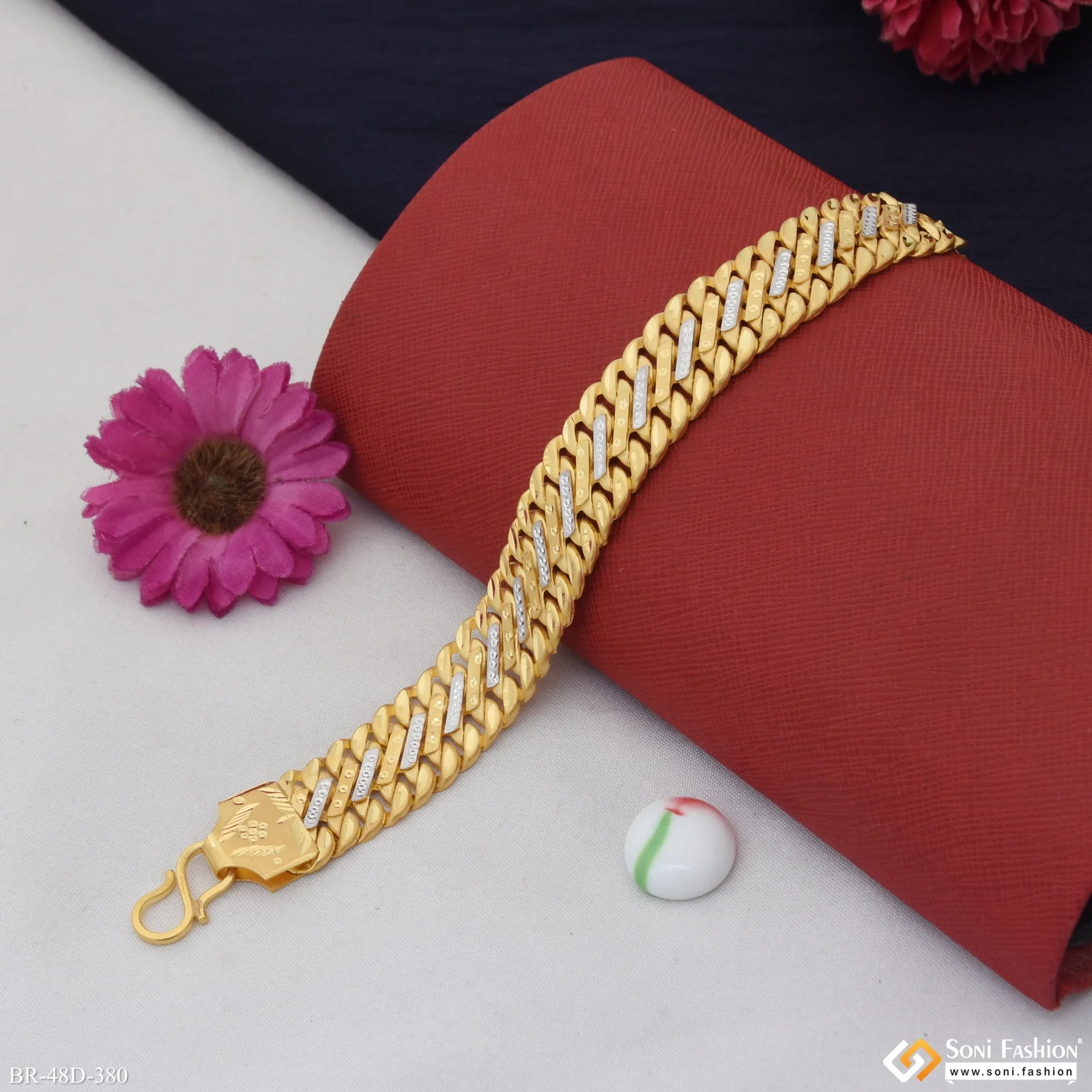 1 Gram Gold Plated Latest Design Pokal Bracelet for Men - Style D380 - Image 3