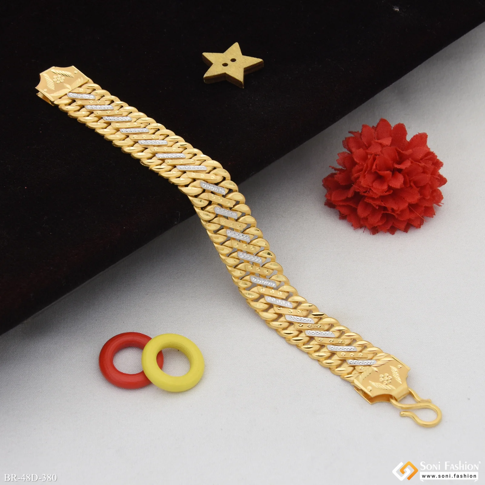 1 Gram Gold Plated Latest Design Pokal Bracelet for Men - Style D380 - Image 4