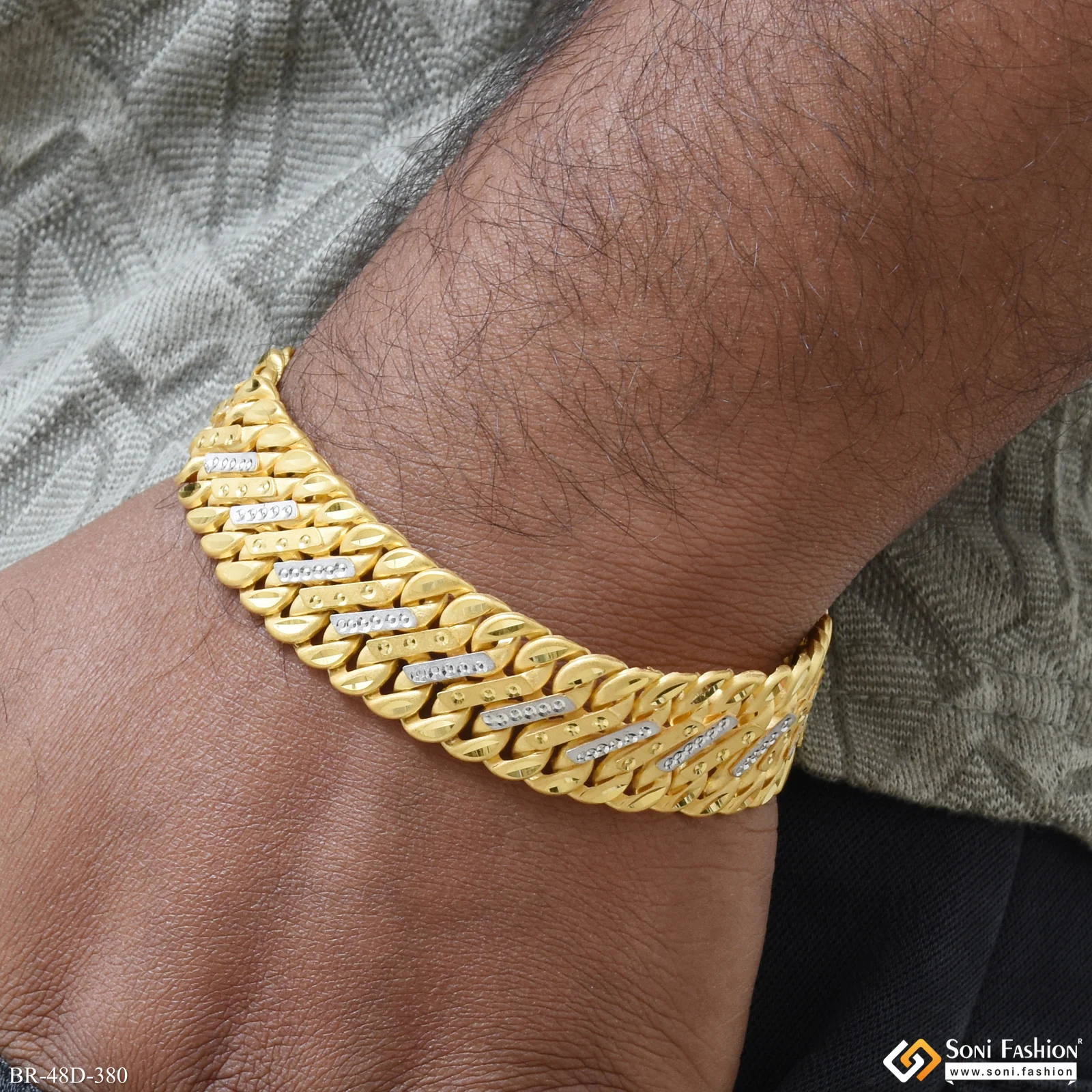 1 Gram Gold Plated Latest Design Pokal Bracelet for Men - Style D380 - Image 5