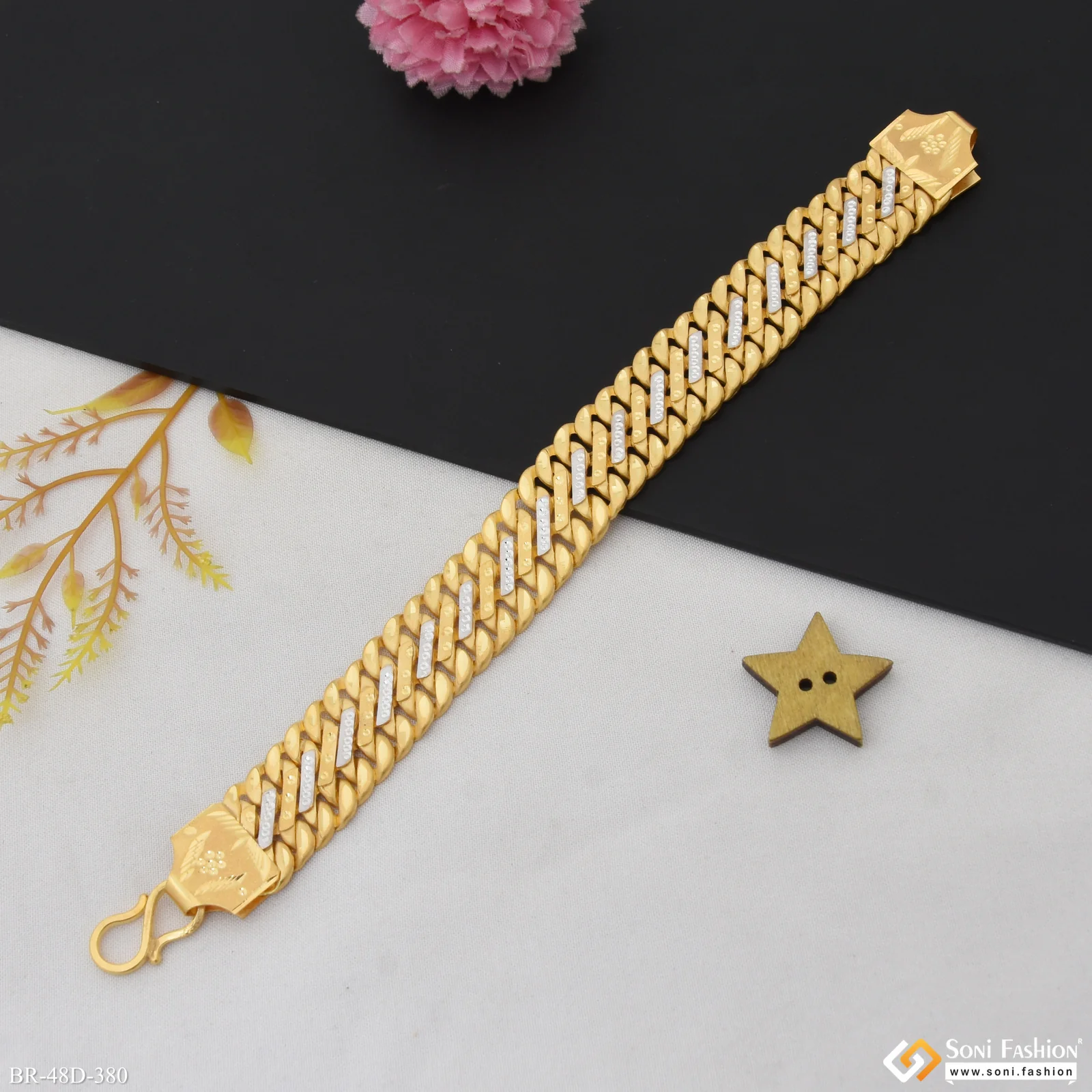 1 Gram Gold Plated Latest Design Pokal Bracelet for Men - Style D380 - Image 6