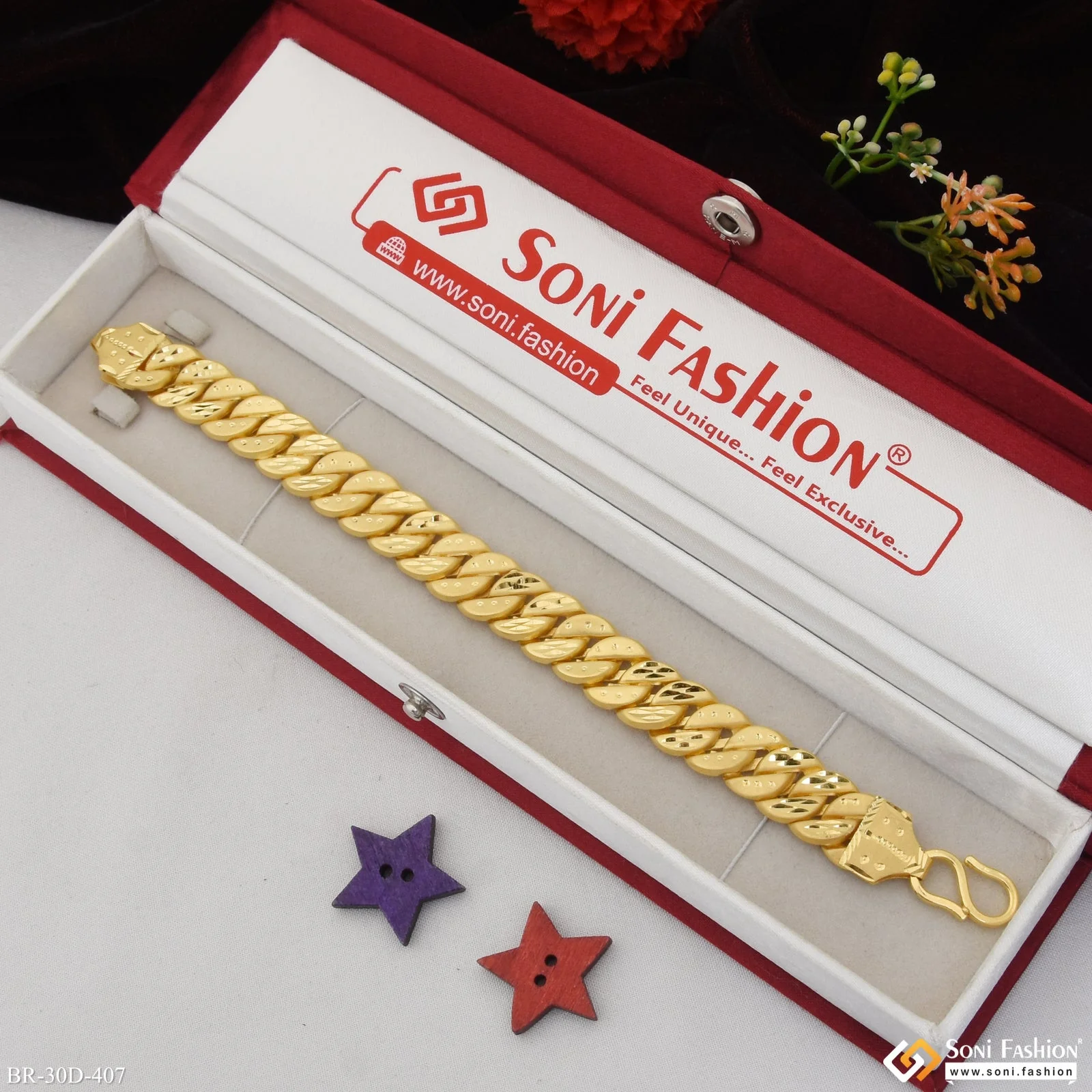 1 Gram Gold Plated Latest Design Pokal Bracelet for Men - Style D407 - Image 2