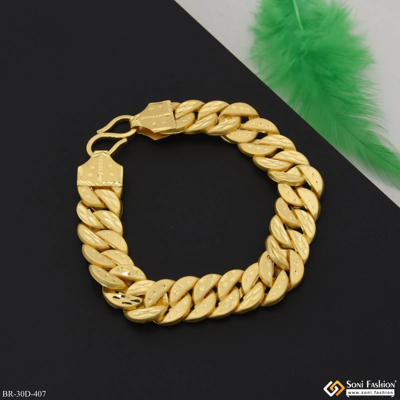 1 Gram Gold Plated Latest Design Pokal Bracelet for Men - Style D407 - Image 4