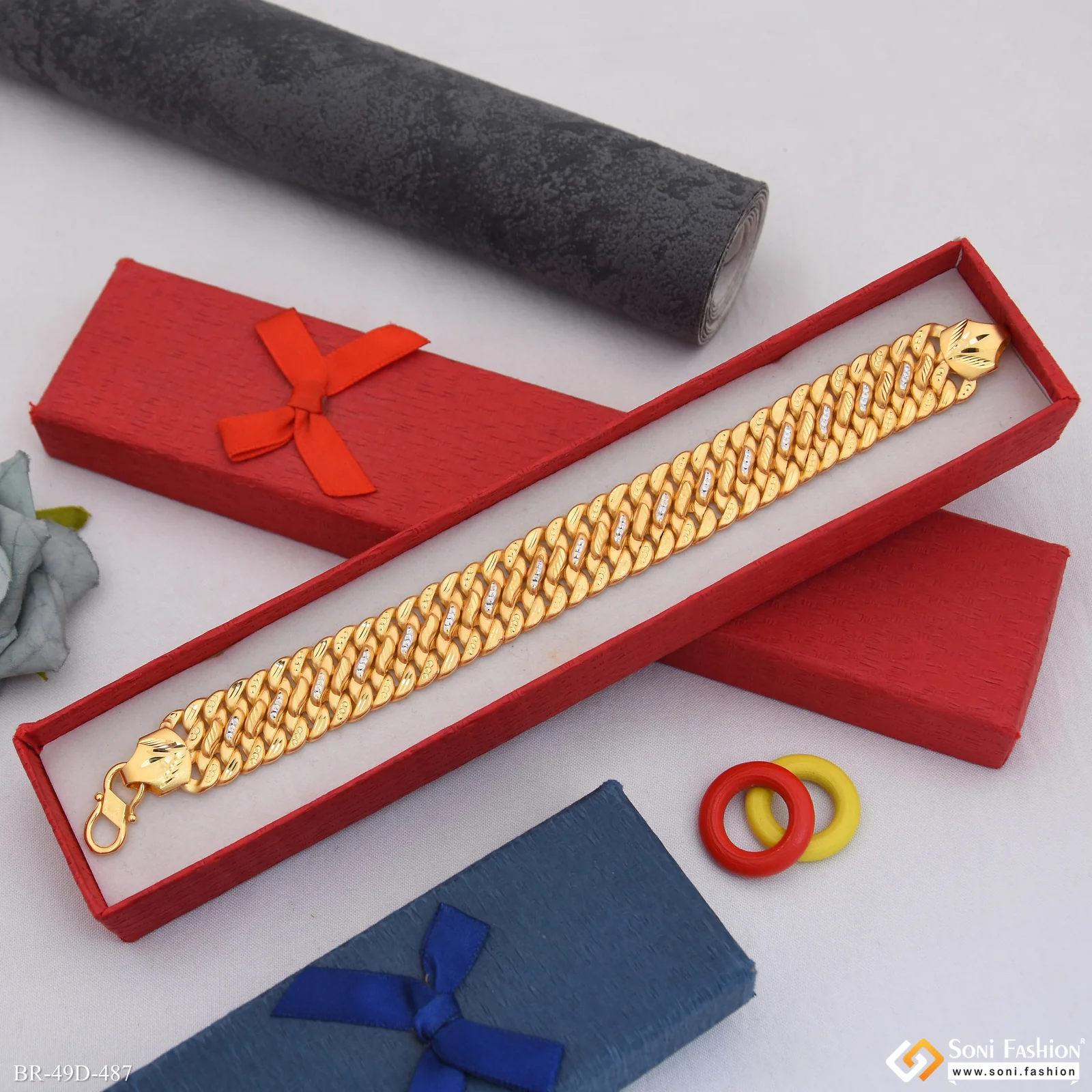 1 Gram Gold Plated Latest Design Pokal Bracelet for Men - Style D487 - Image 3