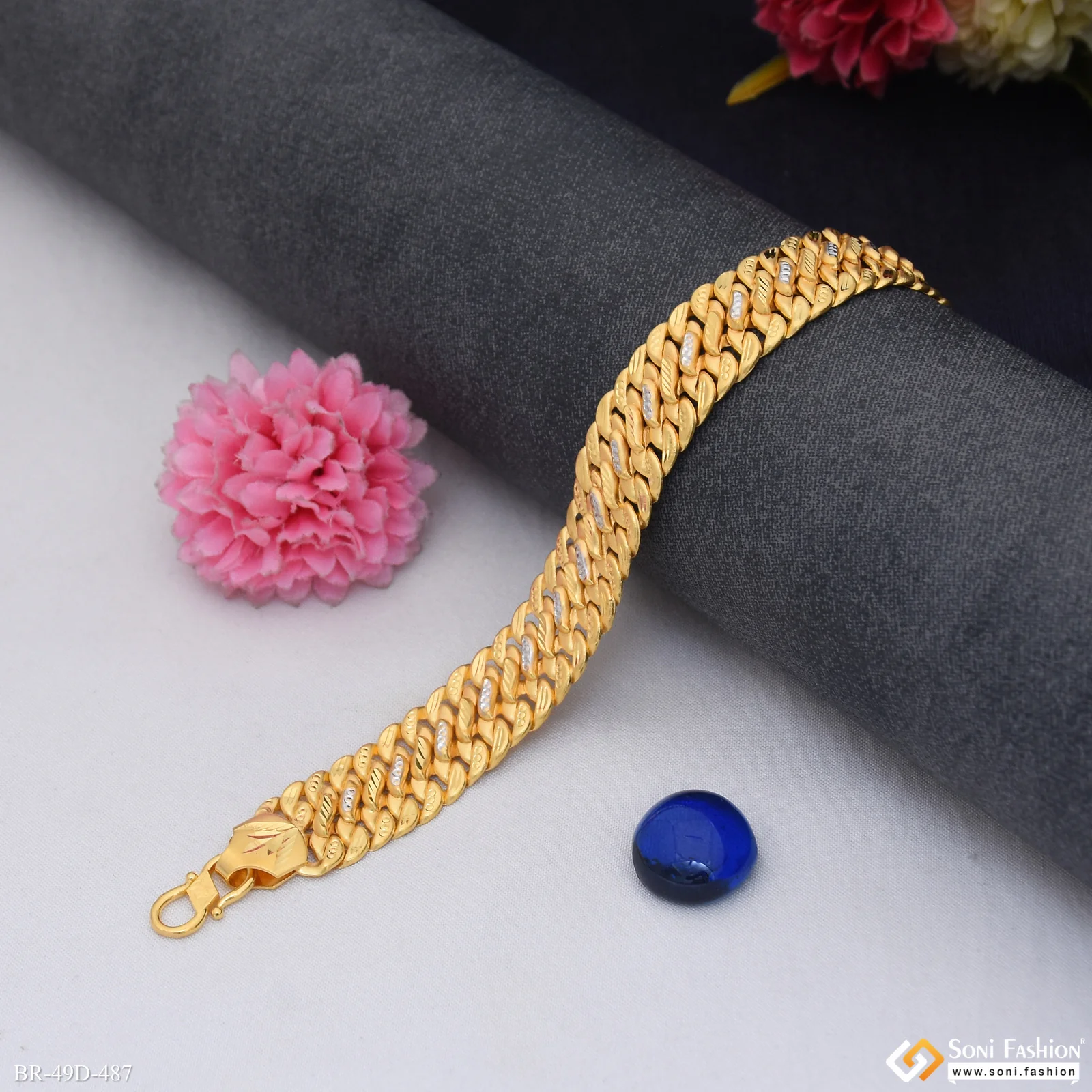 1 Gram Gold Plated Latest Design Pokal Bracelet for Men - Style D487 - Image 4