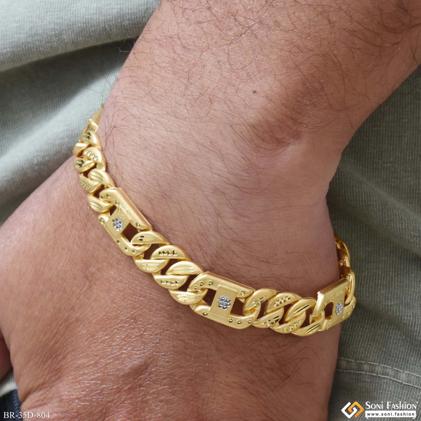 1 Gram Gold Plated Latest Design Pokal Bracelet for Men - Style D804