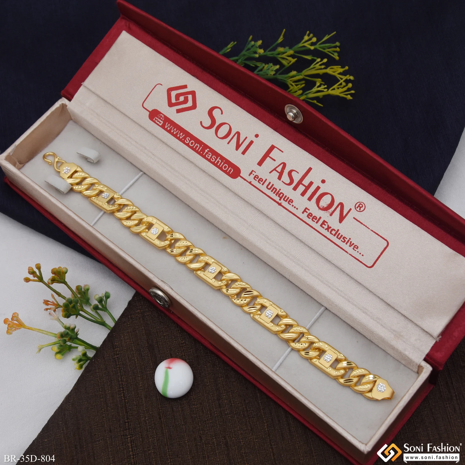 1 Gram Gold Plated Latest Design Pokal Bracelet for Men - Style D804 - Image 2