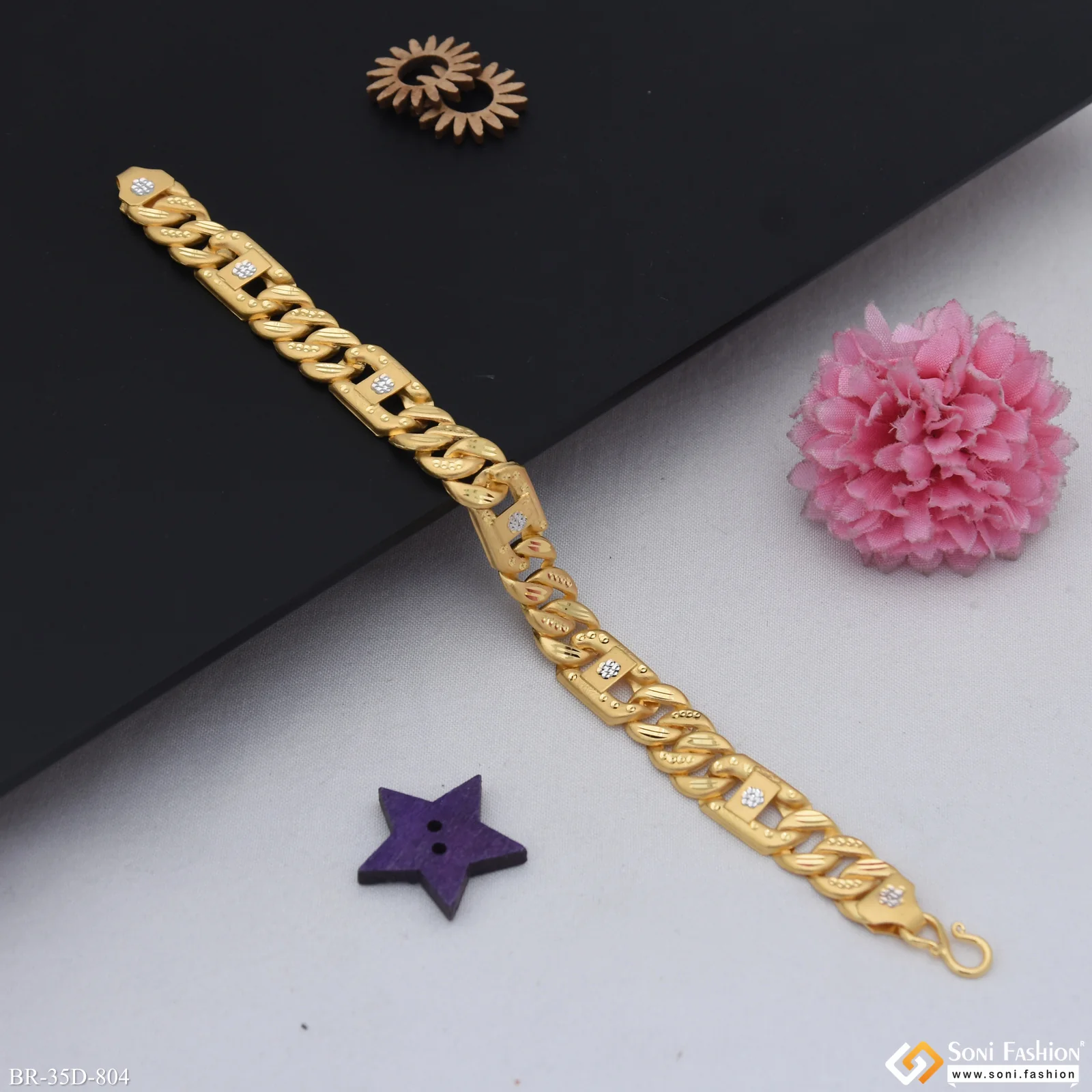 1 Gram Gold Plated Latest Design Pokal Bracelet for Men - Style D804 - Image 4