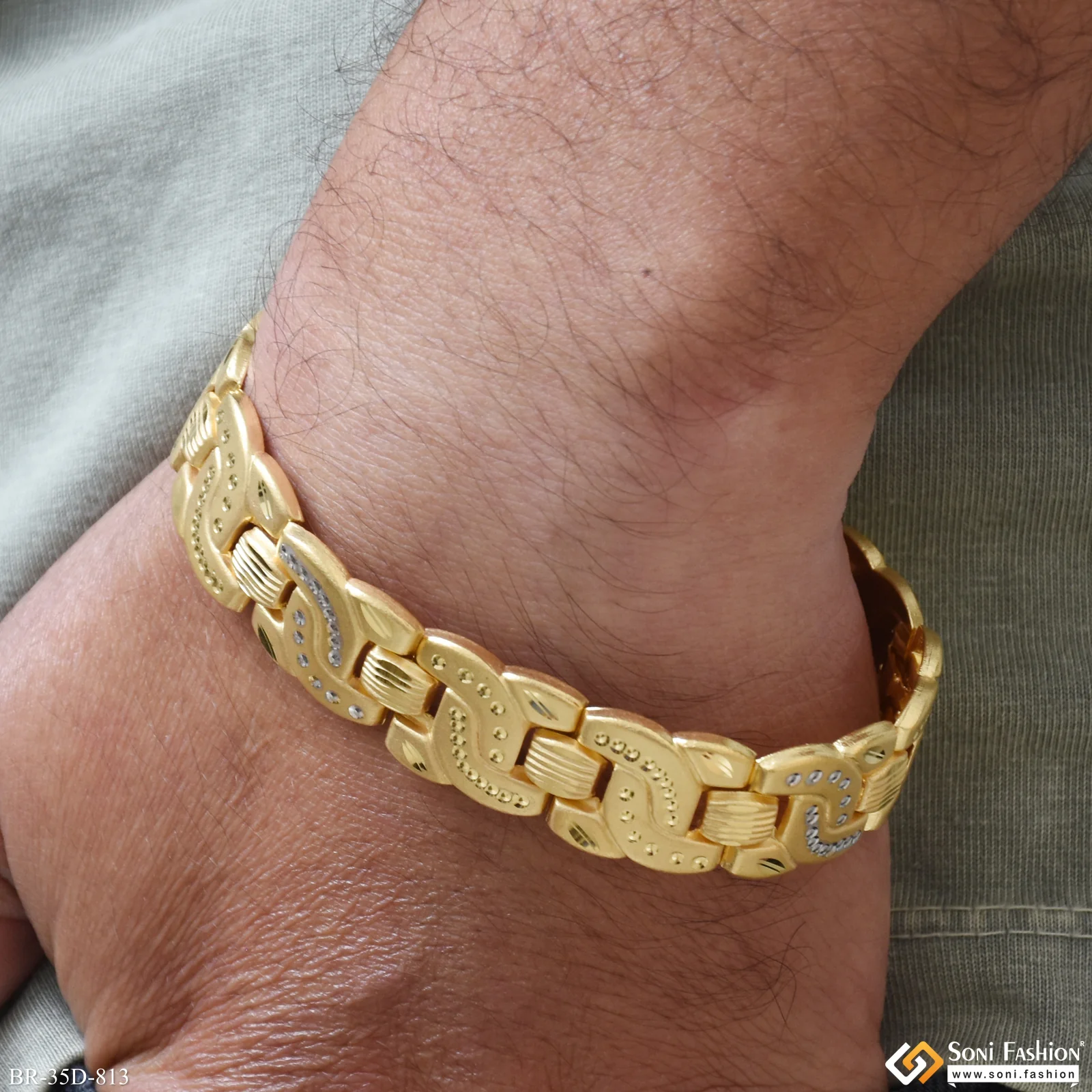 1 Gram Gold Plated Latest Design Pokal Bracelet for Men - Style D813