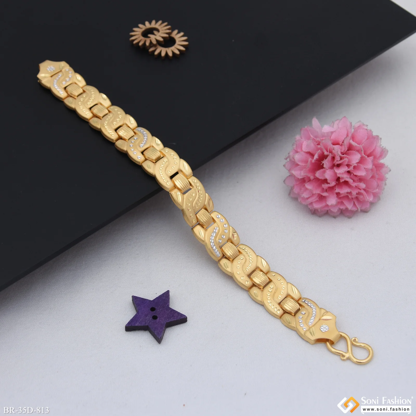 1 Gram Gold Plated Latest Design Pokal Bracelet for Men - Style D813 - Image 4