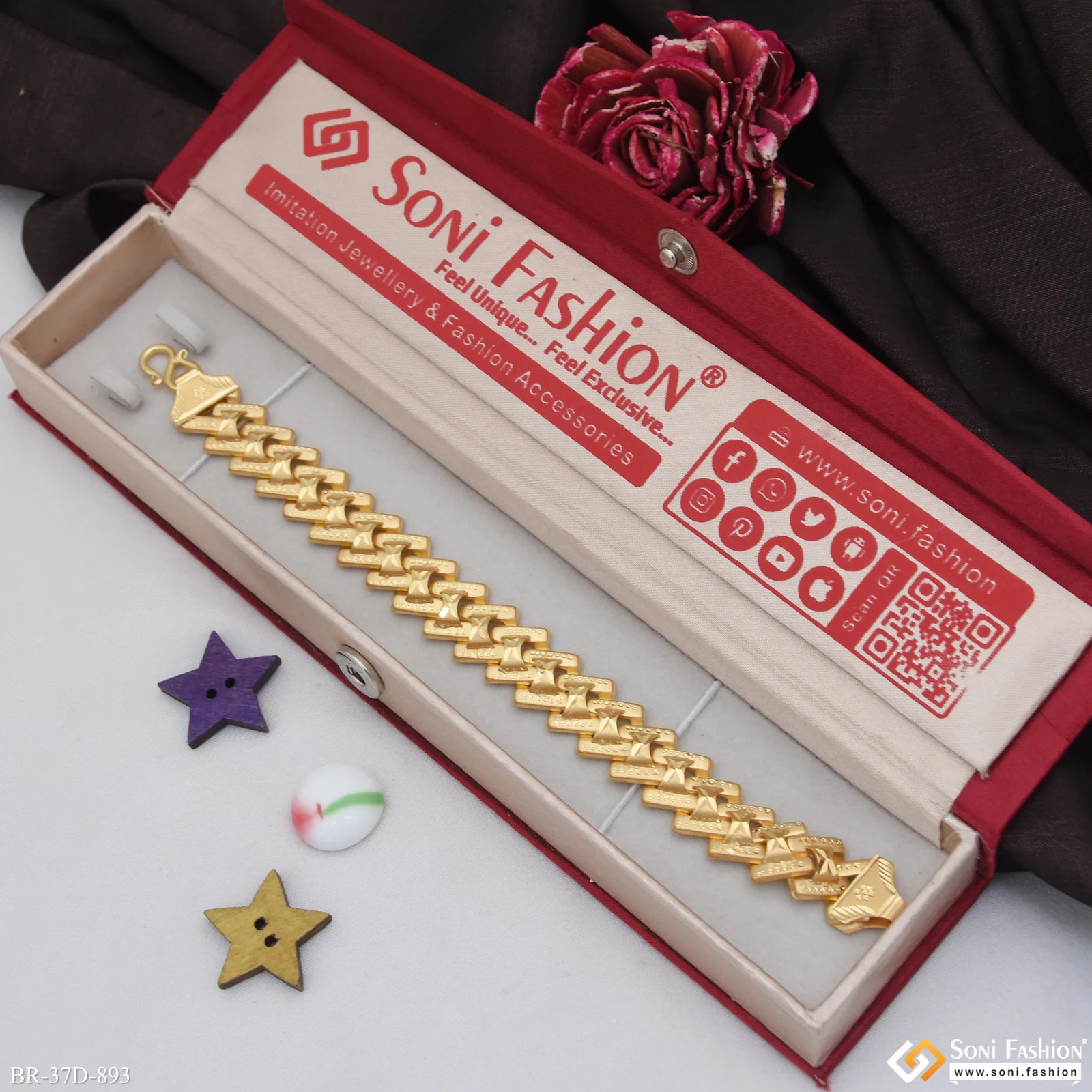 1 Gram Gold Plated Latest Design Pokal Bracelet for Men - Style D893 - Image 2