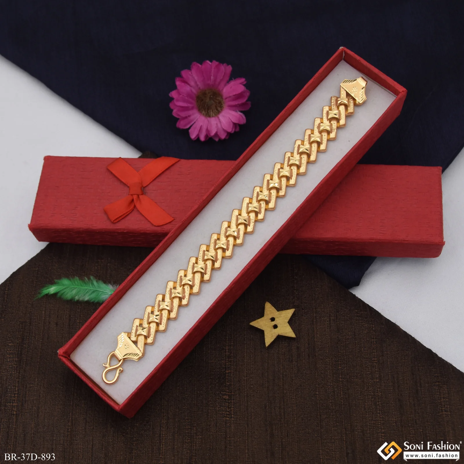 1 Gram Gold Plated Latest Design Pokal Bracelet for Men - Style D893 - Image 3