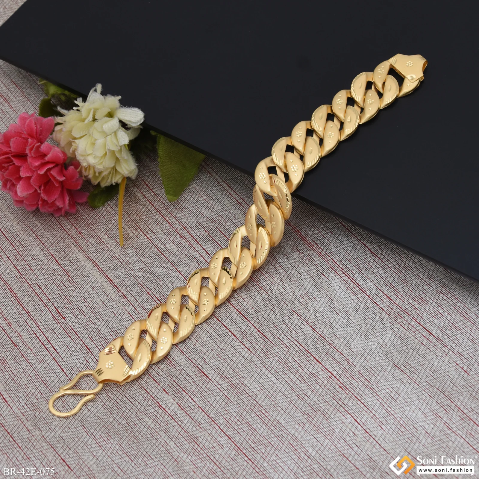 1 Gram Gold Plated Latest Design Pokal Bracelet for Men - Style E075 - Image 5