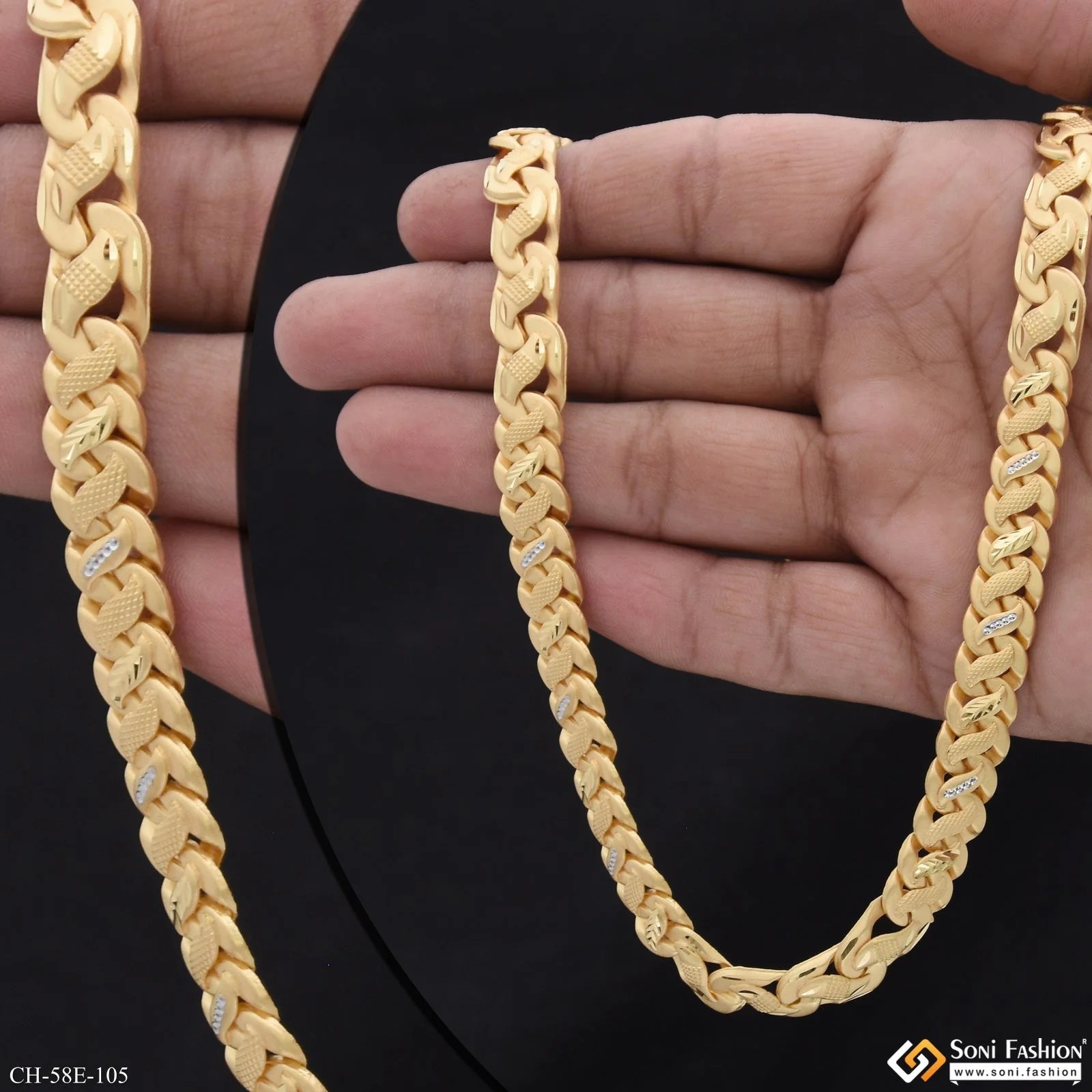 1 Gram Gold Plated Latest Design Pokal Chain for Men - Style E105 - Image 3