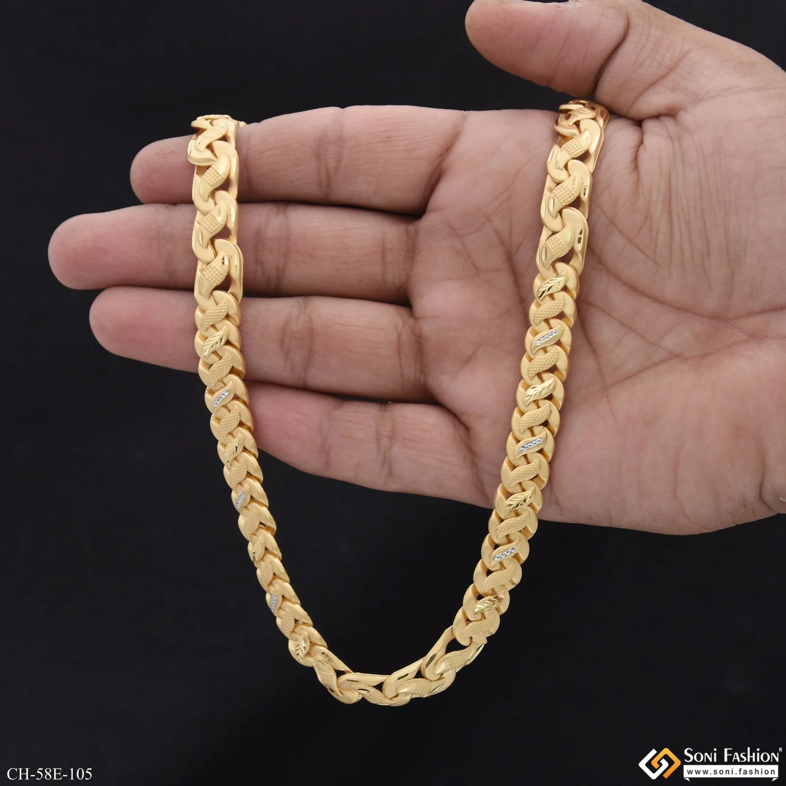 1 Gram Gold Plated Latest Design Pokal Chain for Men - Style E105 - Image 4