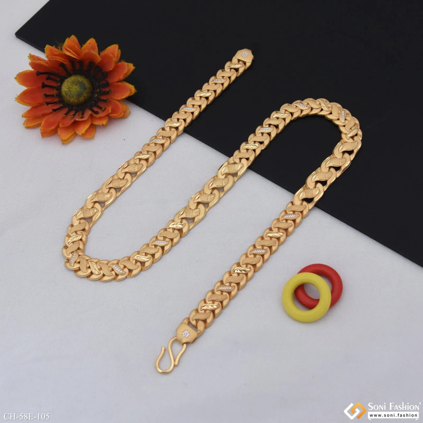 1 Gram Gold Plated Latest Design Pokal Chain for Men - Style E105 - Image 5