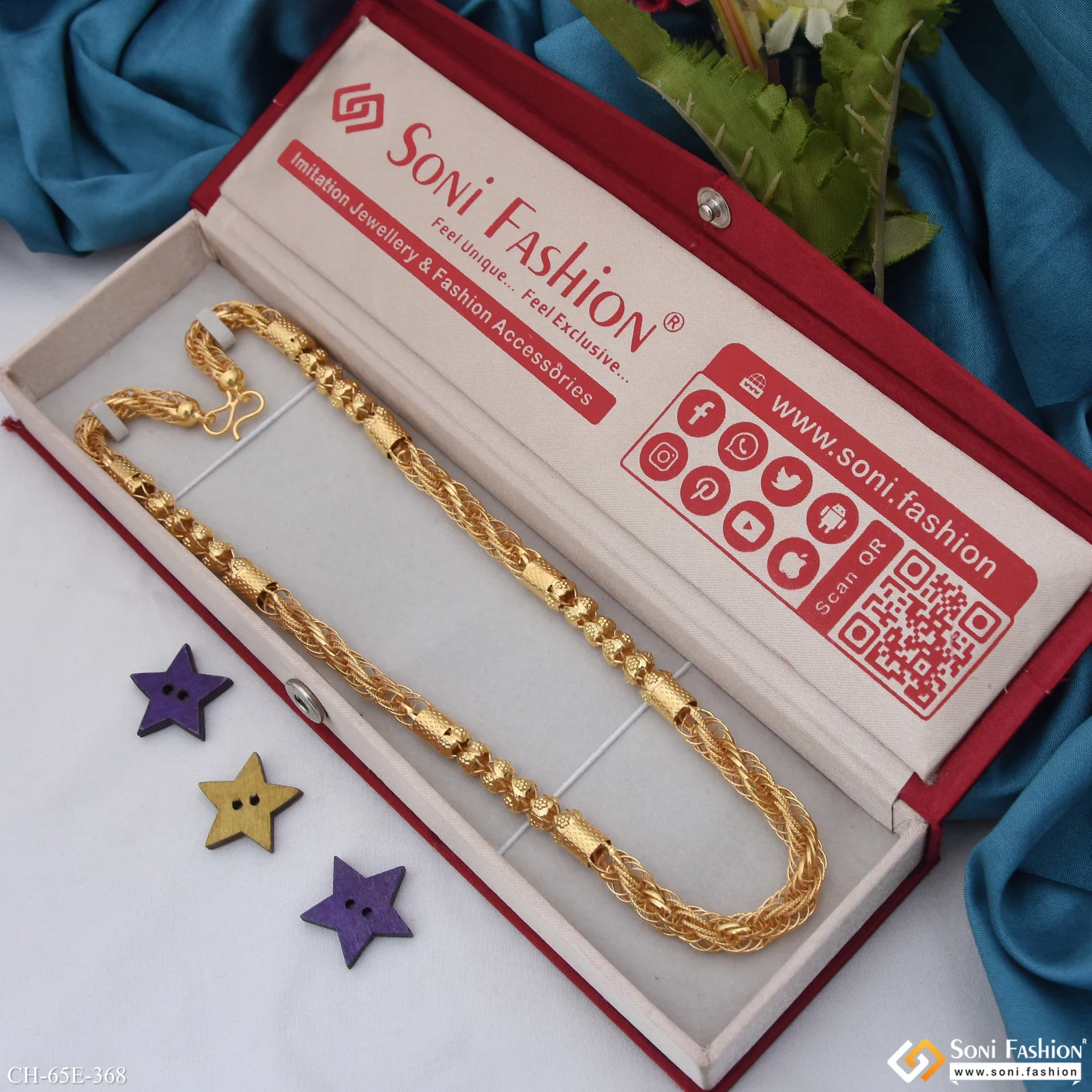1 Gram Gold Plated Latest Design Rajwadi Chain for Men - Style E368 - Image 2