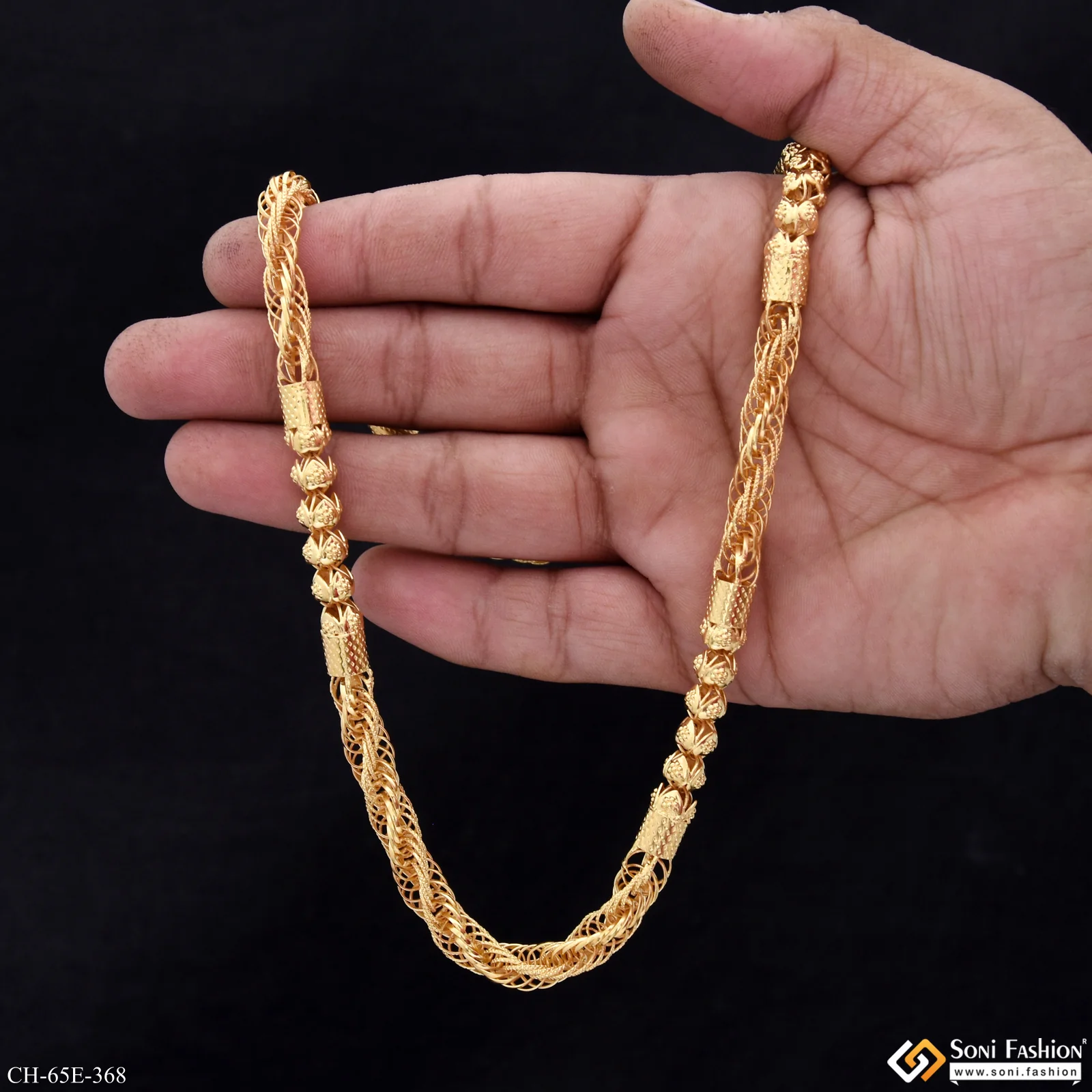 1 Gram Gold Plated Latest Design Rajwadi Chain for Men - Style E368 - Image 6