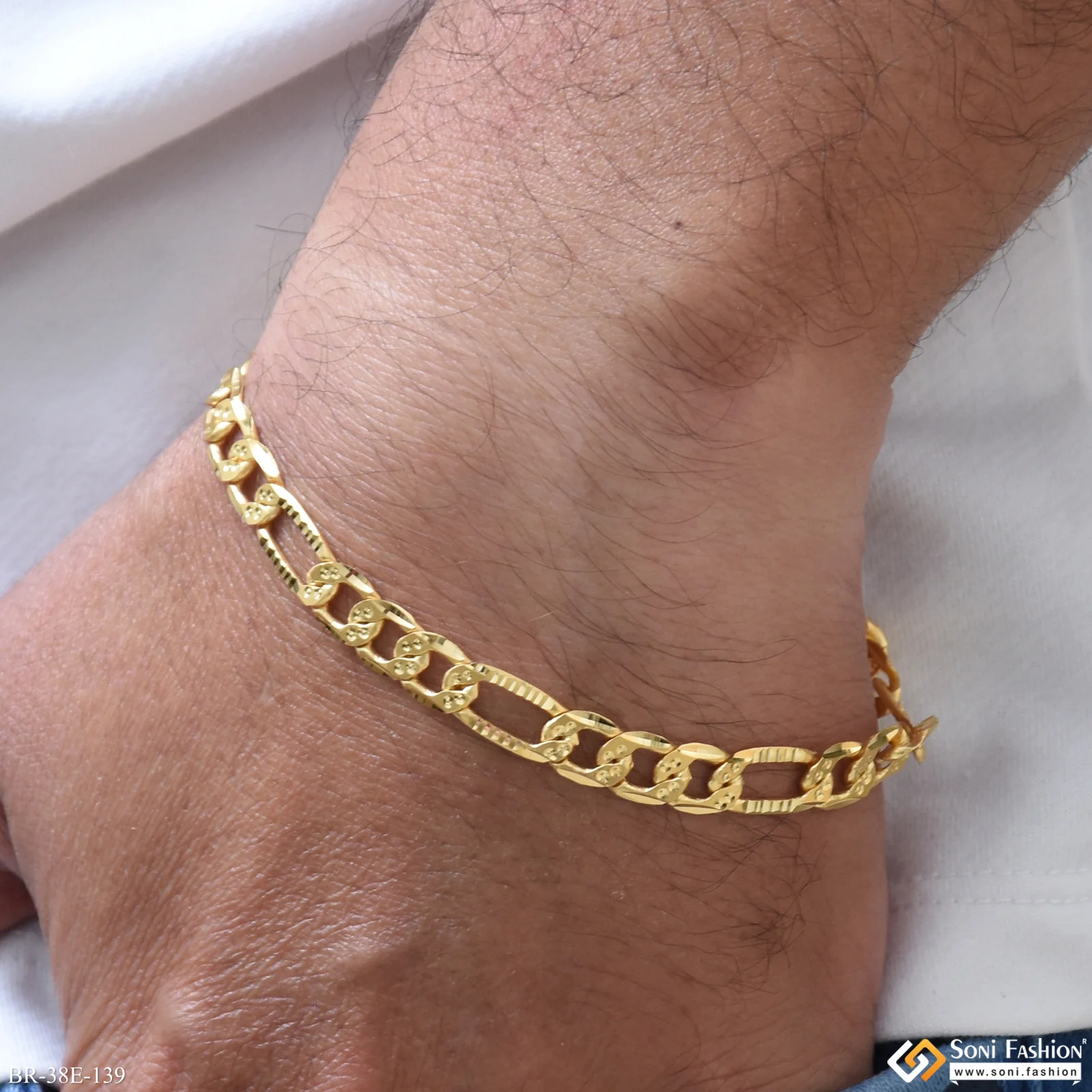 1 Gram Gold Plated Latest Design Sachin Bracelet for Men - Style E139