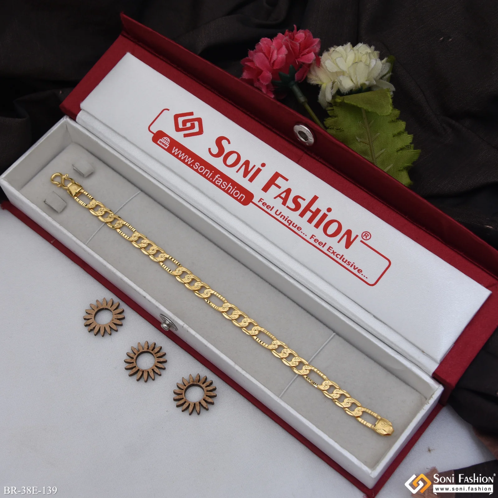 1 Gram Gold Plated Latest Design Sachin Bracelet for Men - Style E139 - Image 2