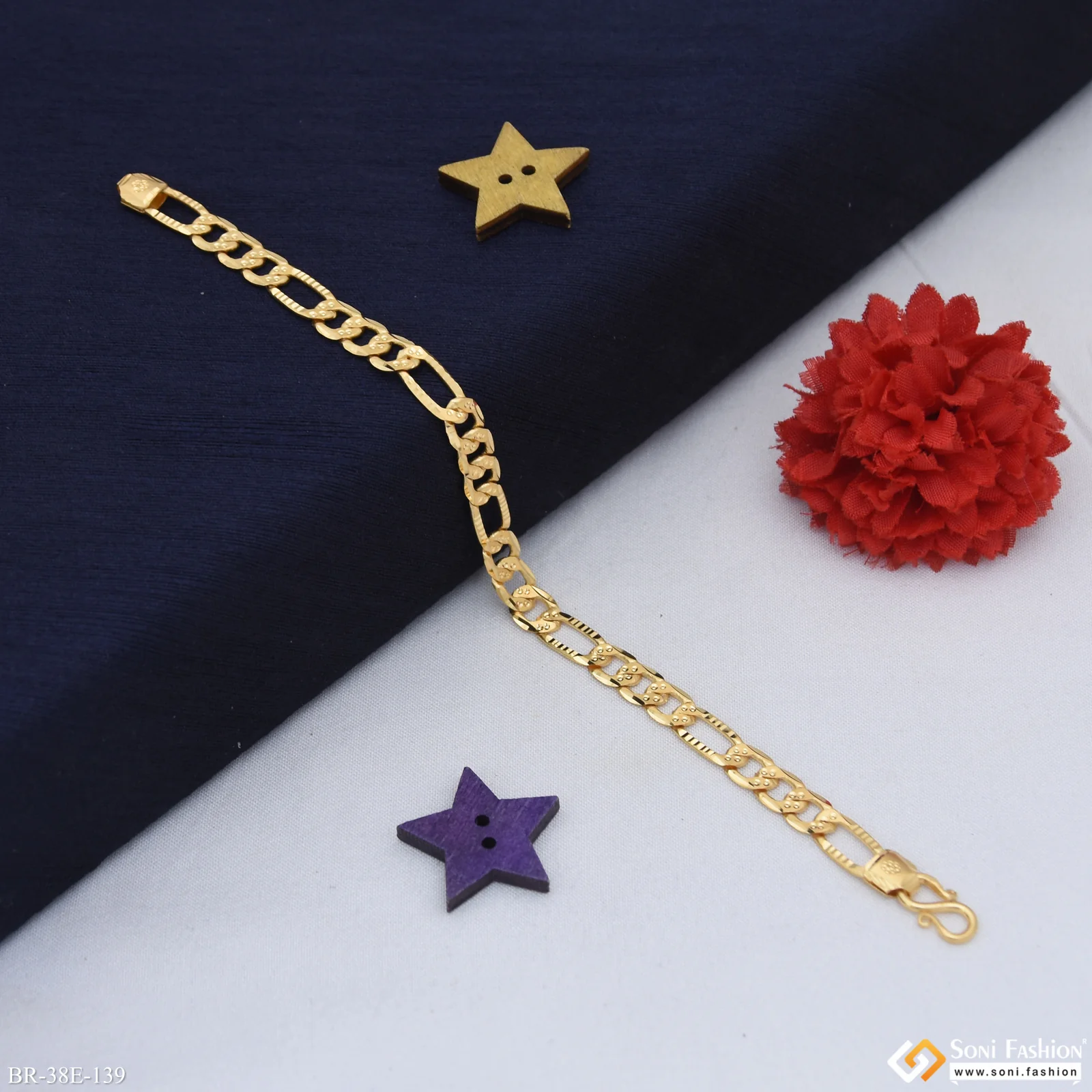 1 Gram Gold Plated Latest Design Sachin Bracelet for Men - Style E139 - Image 4