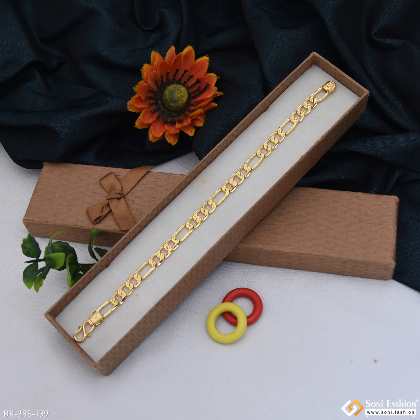 1 Gram Gold Plated Latest Design Sachin Bracelet for Men - Style E139 - Image 5