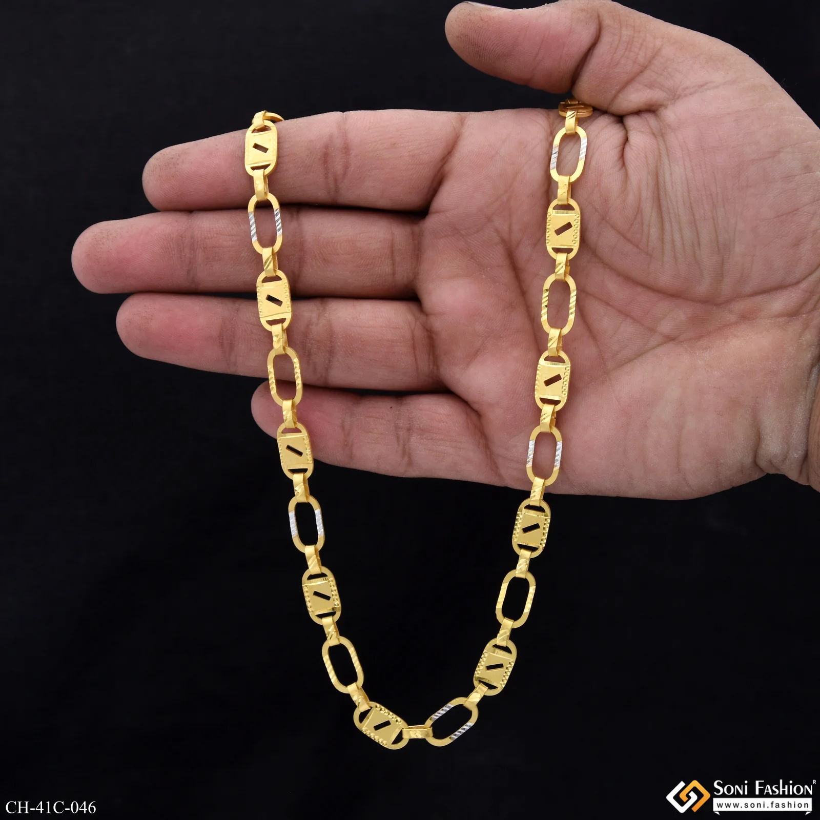 1 Gram Gold Plated Line Nawabi Designer Design Best Quality Chain - Style C046 - Image 3